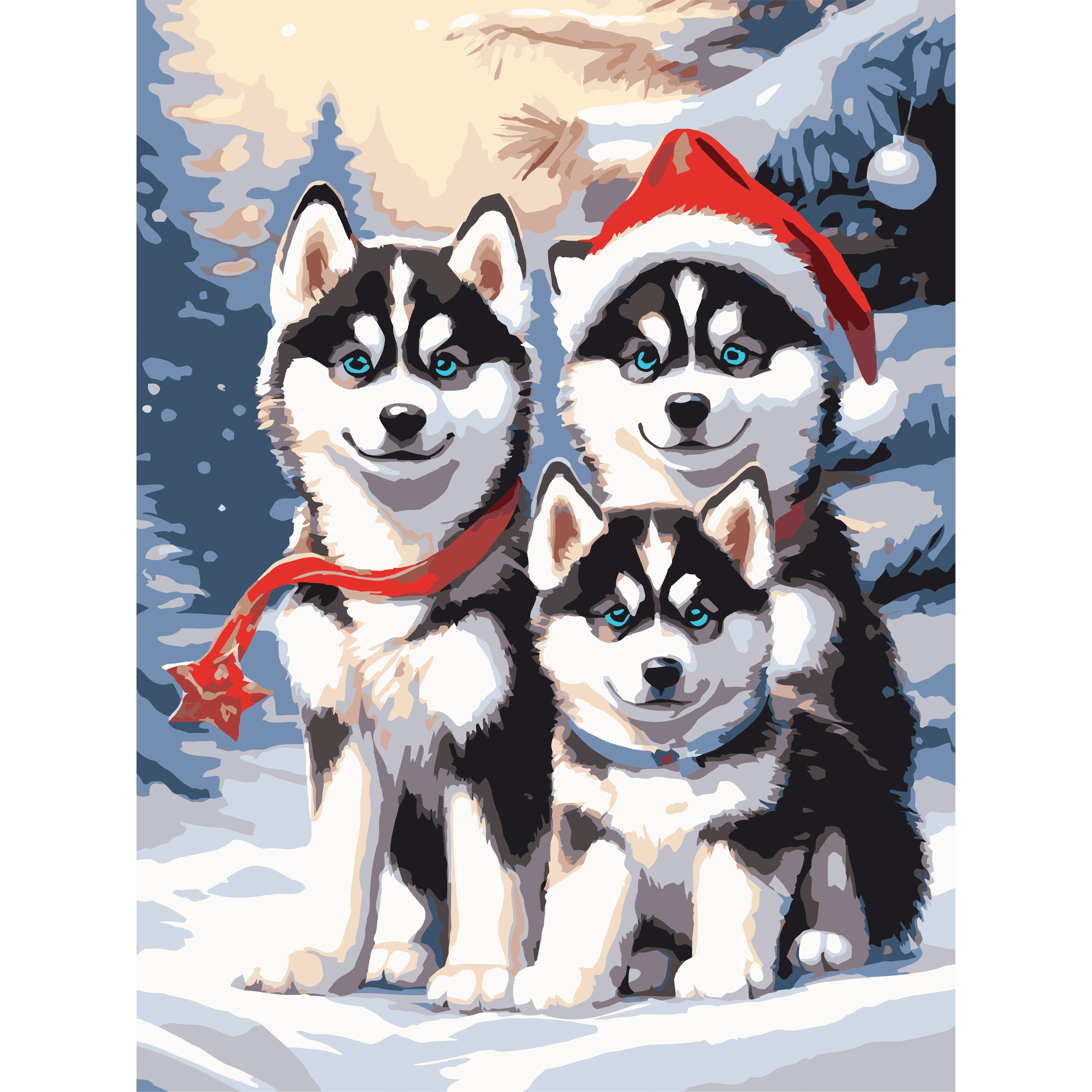 Хаскі в снігу з лаком та з рівнем 