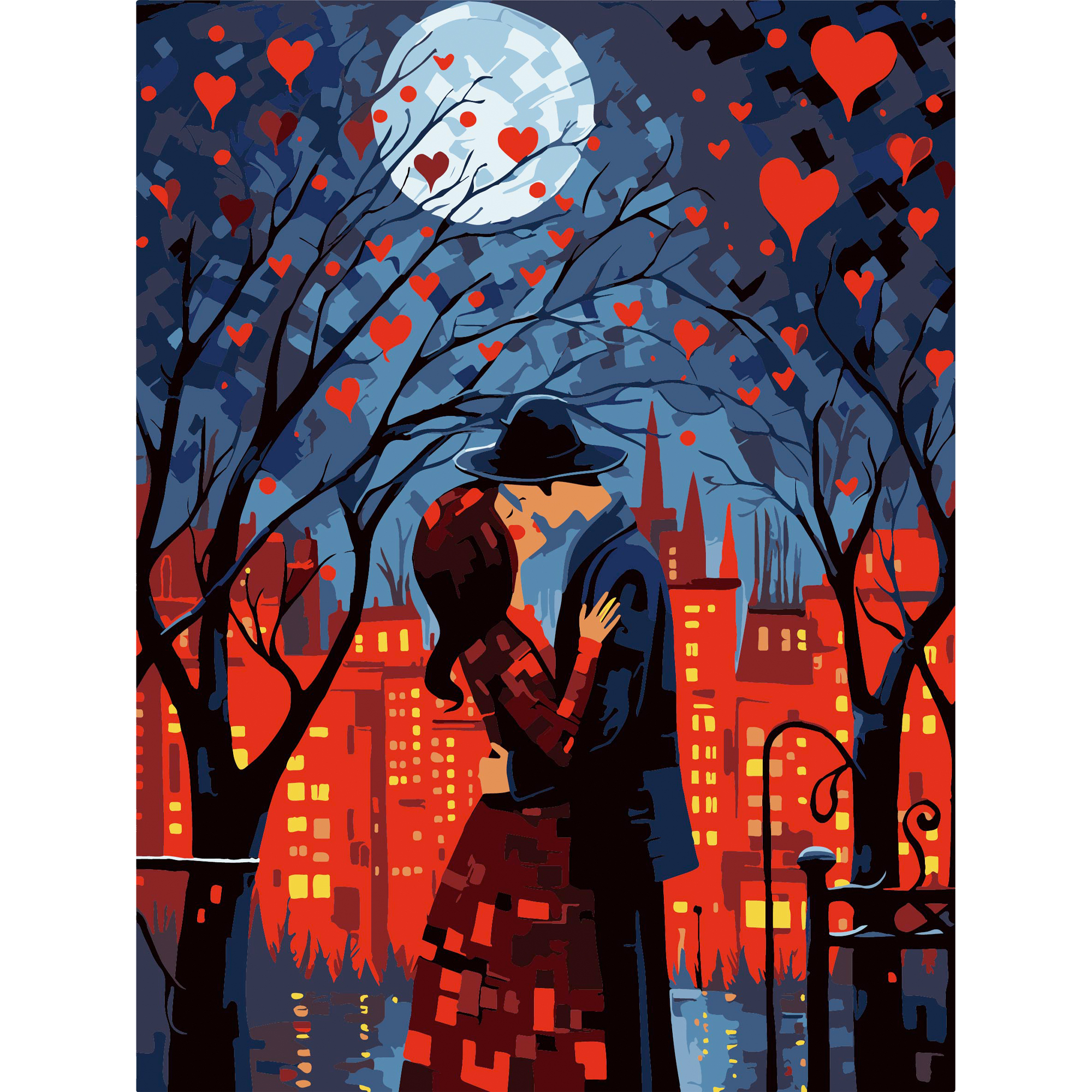 Kiss in the city on a black background size 