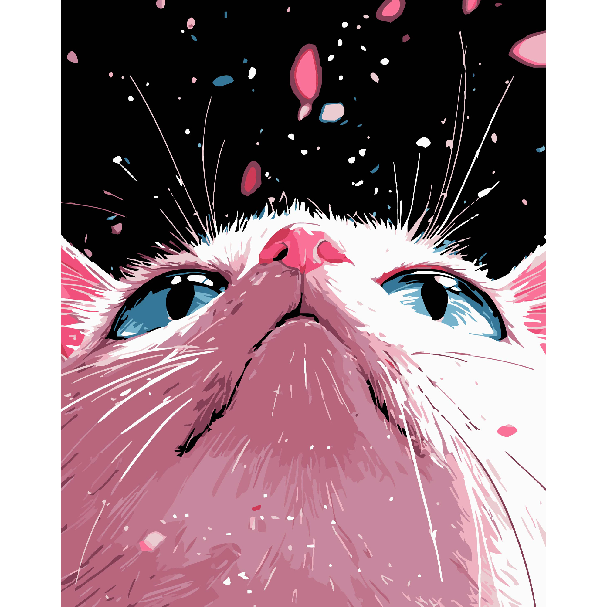 Розовый котенок на черном фоне 