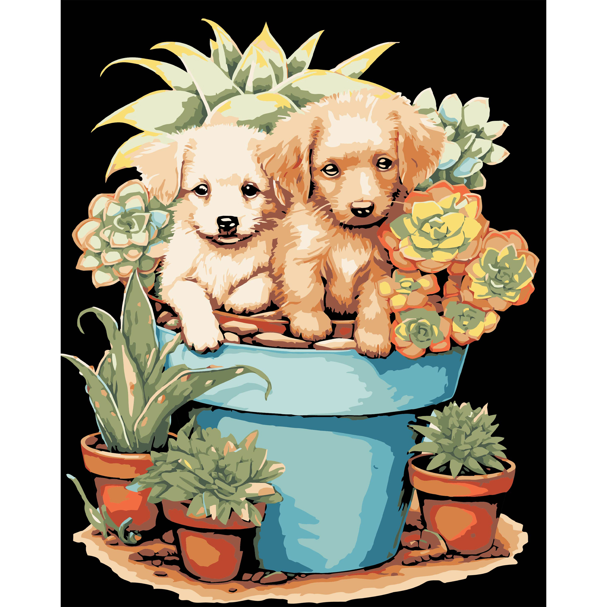 Цуценяти на чорному фоні 