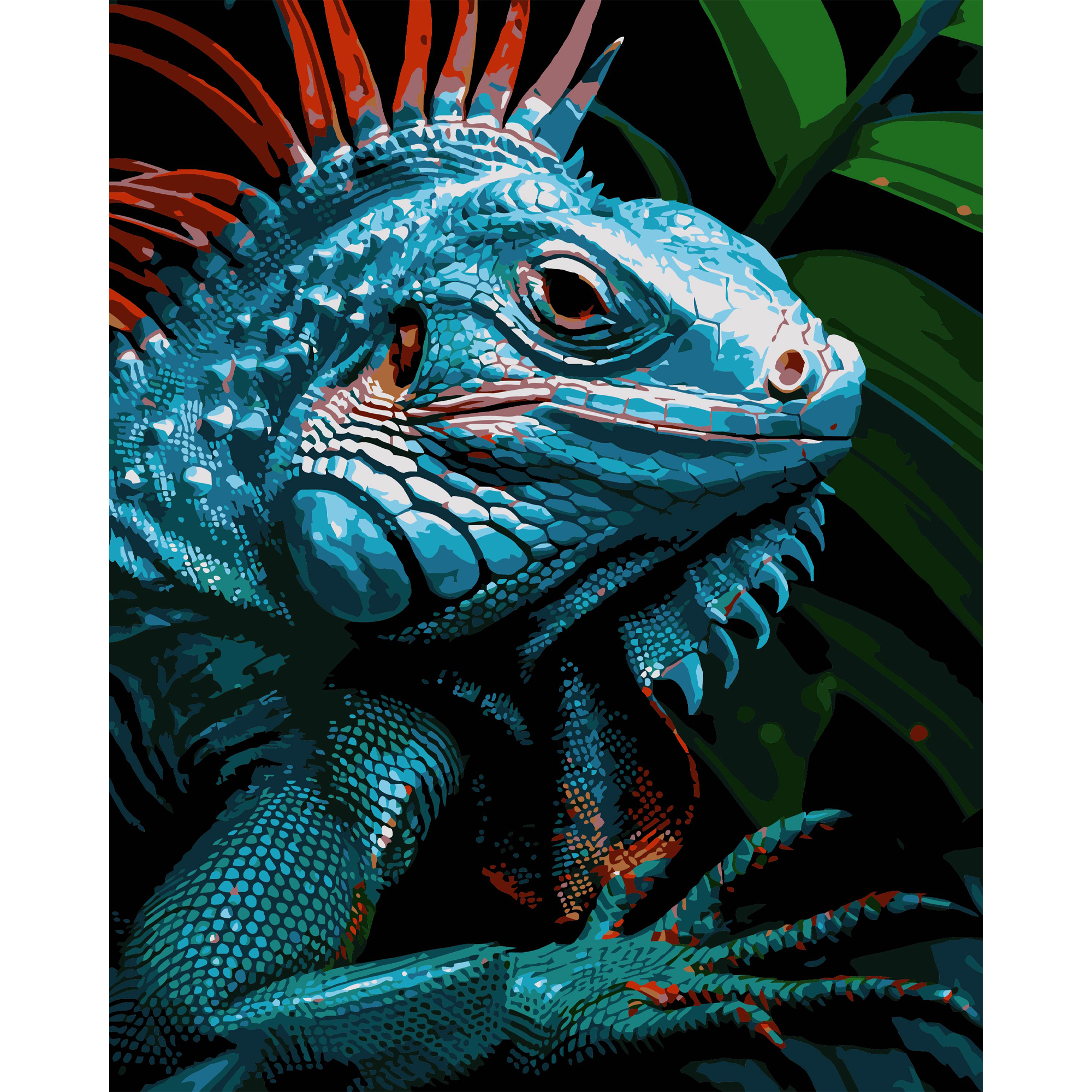 Malen nach Zahlen Strateg PREMIUM Leuchtendes Chamäleon auf schwarzem Hintergrund, 40 x 50 cm (AH1195-15)