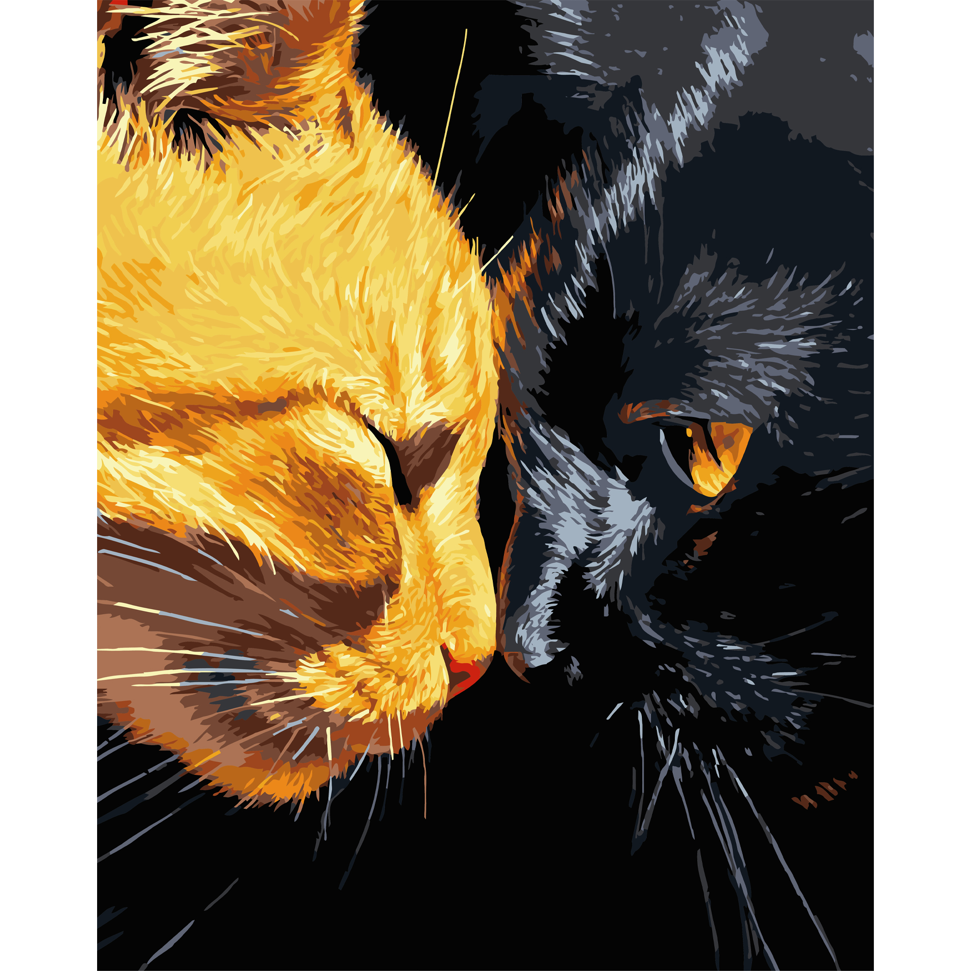 Different cats on a black background size 