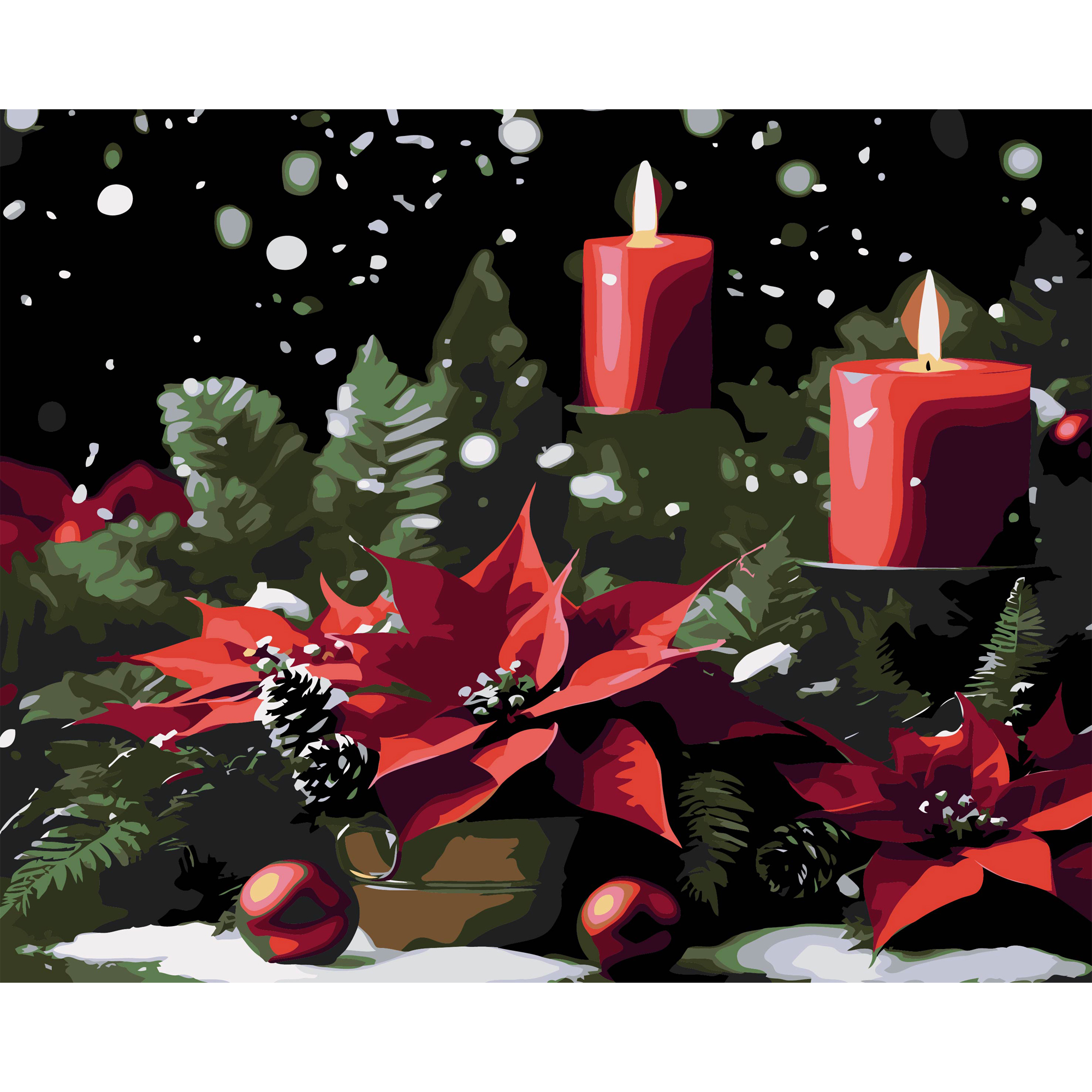 Christmas wreath with candles on a black background size 