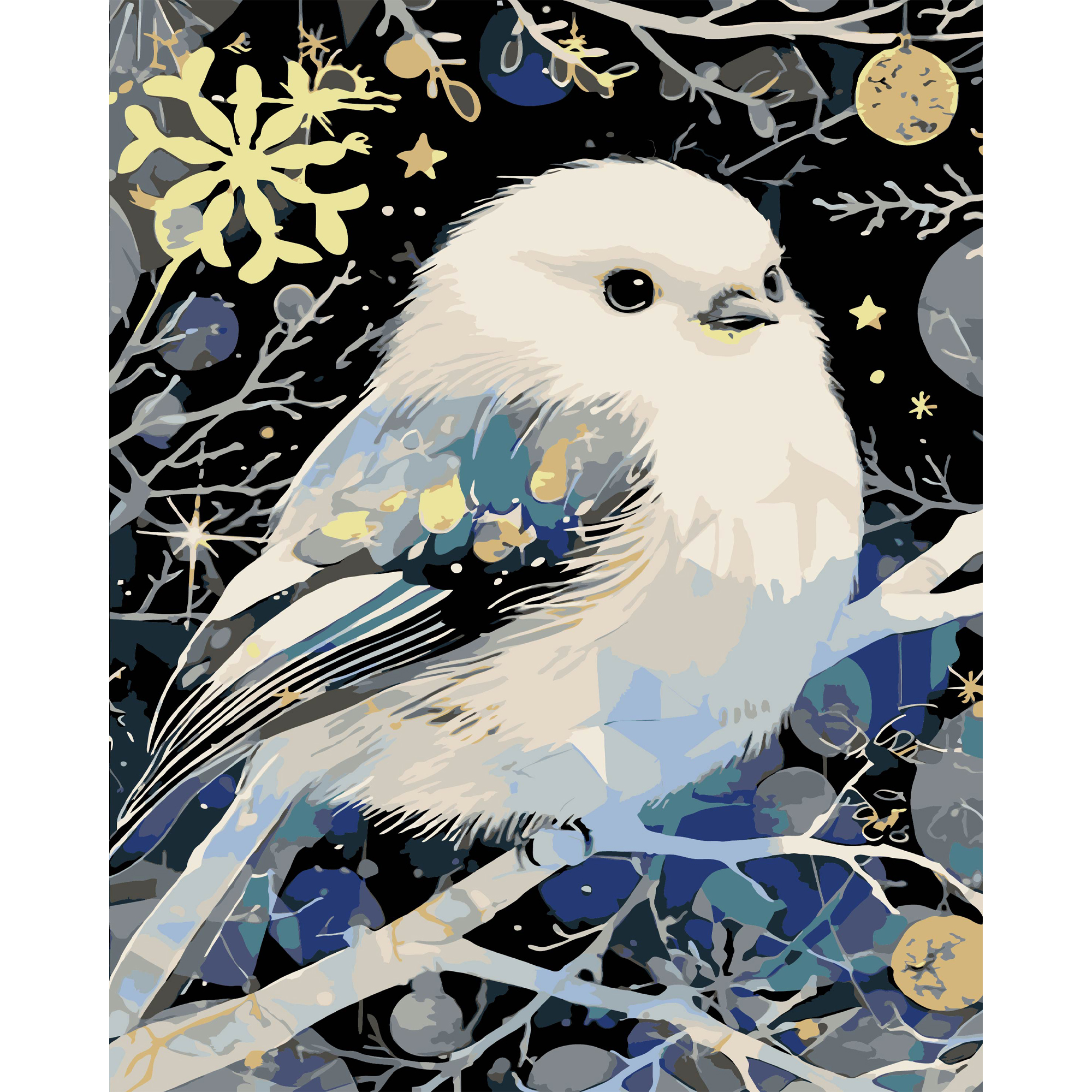 Зимняя птичка на черном фоне 