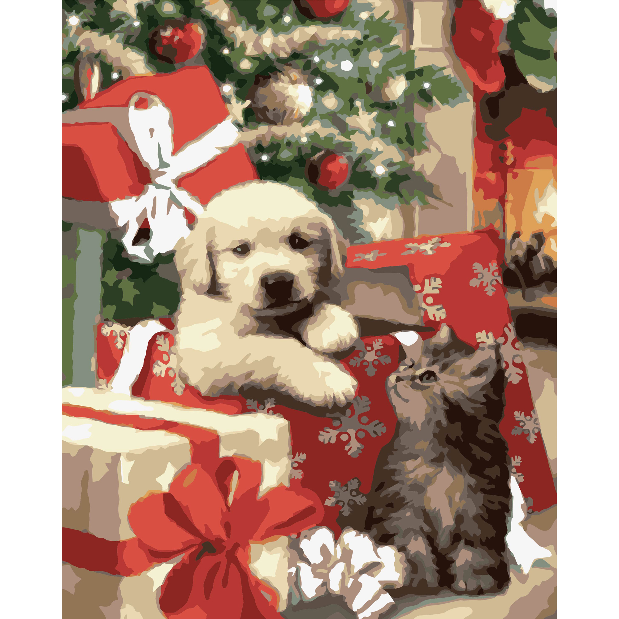 Malen nach Zahlen Strategie Hund und Kätzchen 