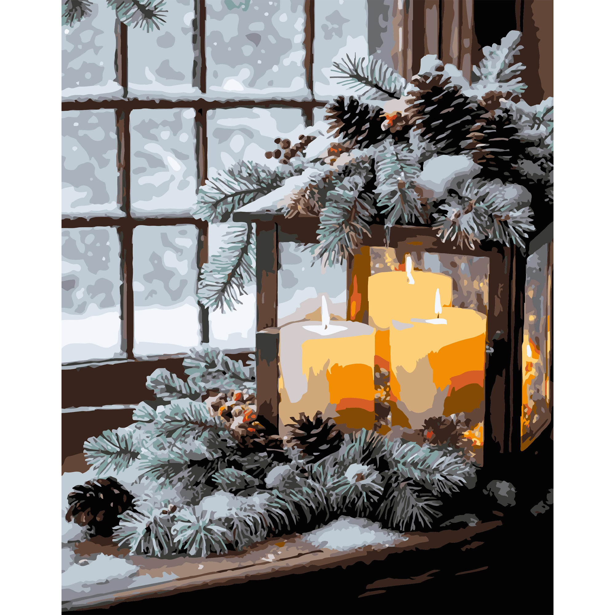 Malen nach Zahlen Strategie Winterlaterne mit Kerzen 