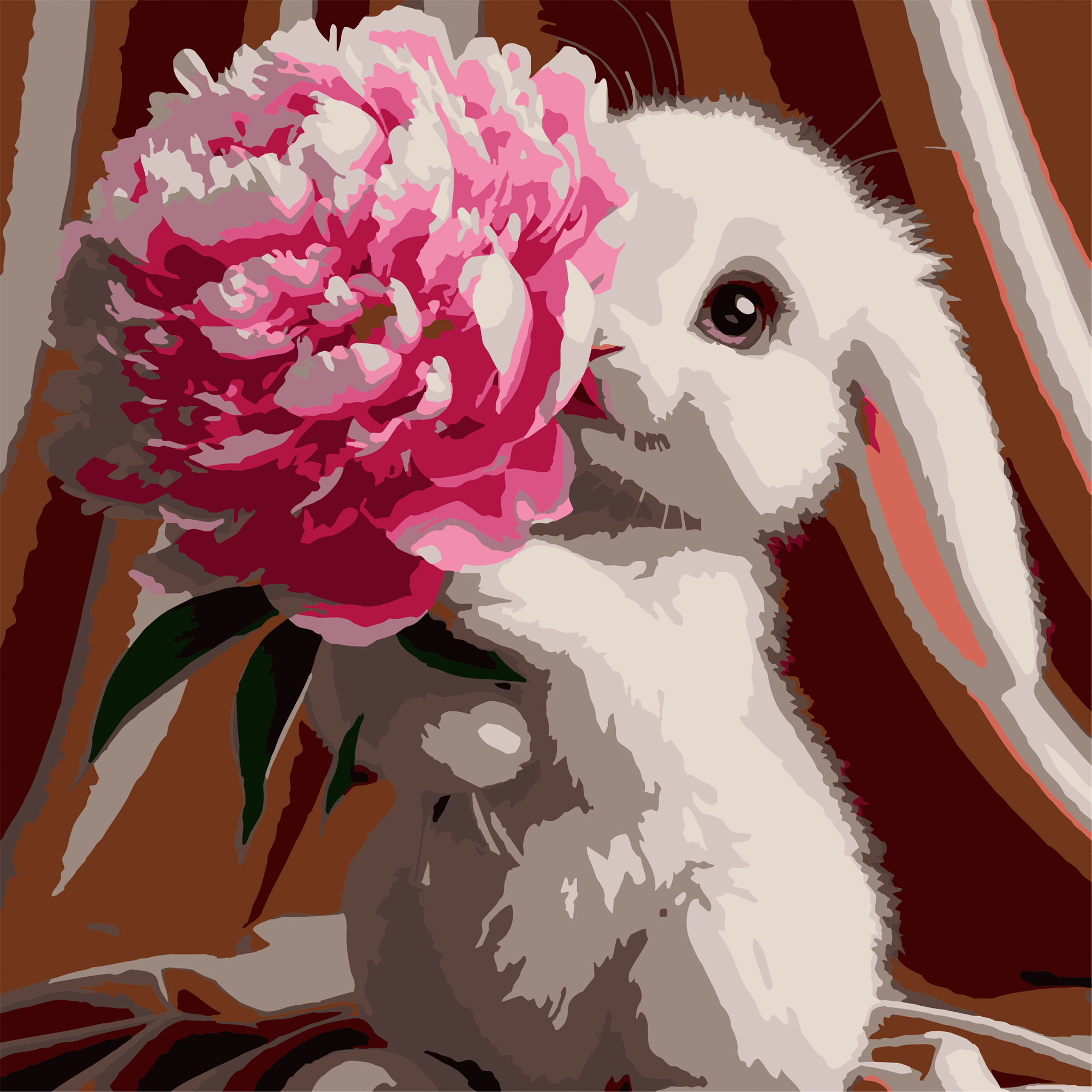 Rabbit with a peony 