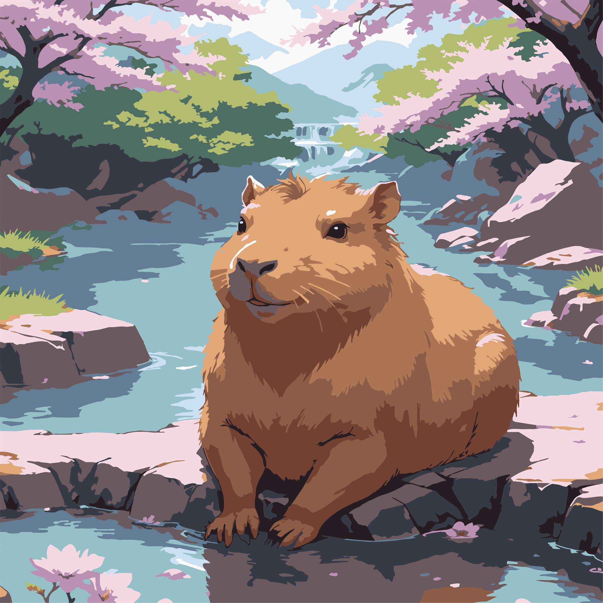Capybara by the water 