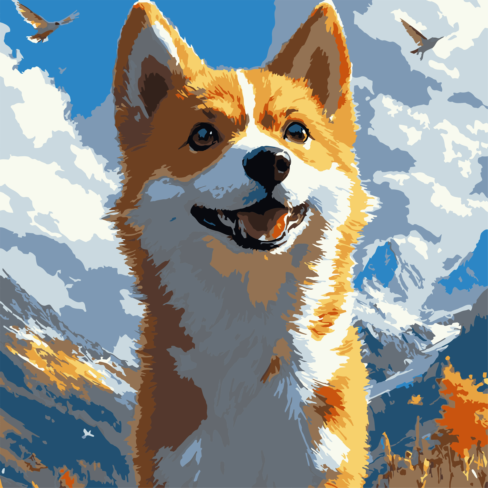 Корги на ветру 