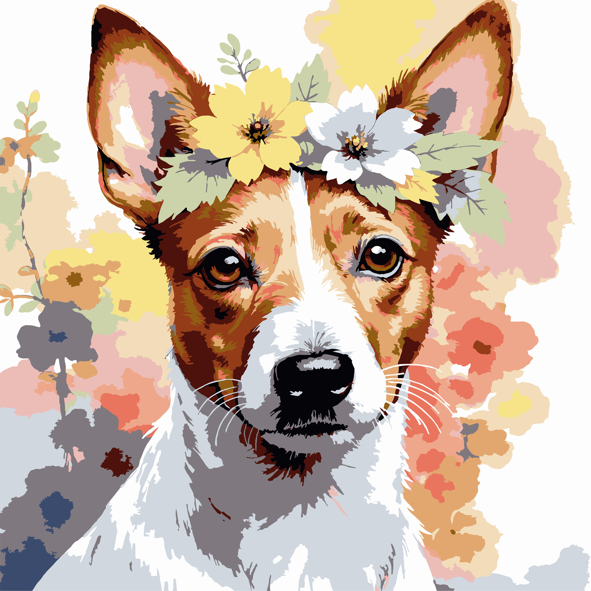 Malen nach Zahlen Strateg Blumenhund 