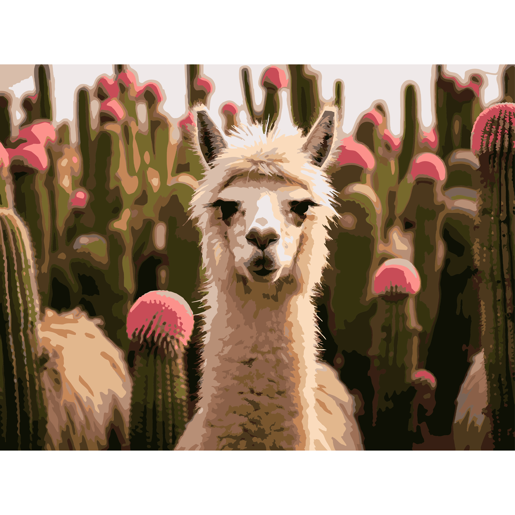 Malen nach Zahlen Strateg Alpaka zwischen Blumen 30Х40 (SS-1265)