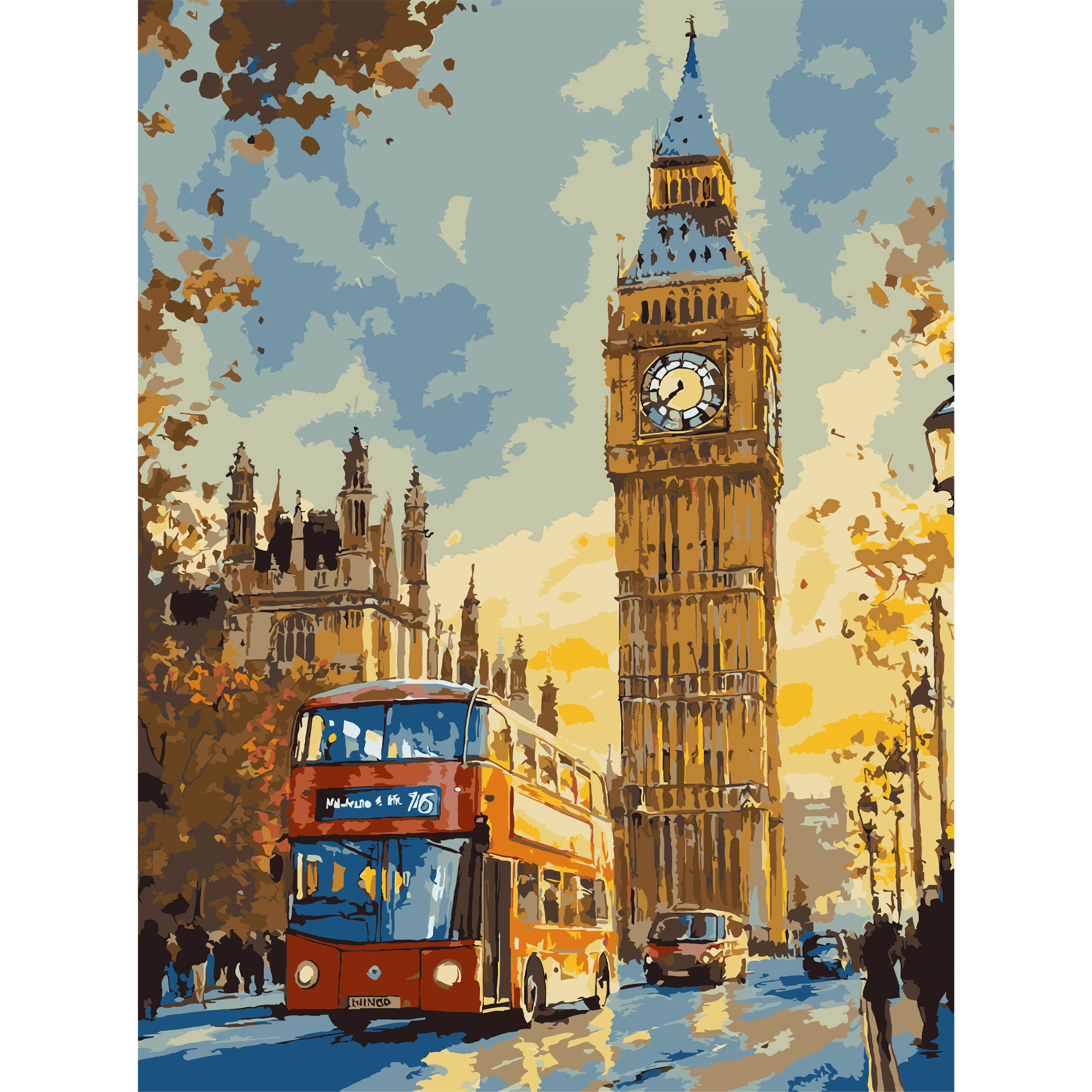 Malen nach Zahlen Strateg Londoner Abend 30Х40 (SS-1285)