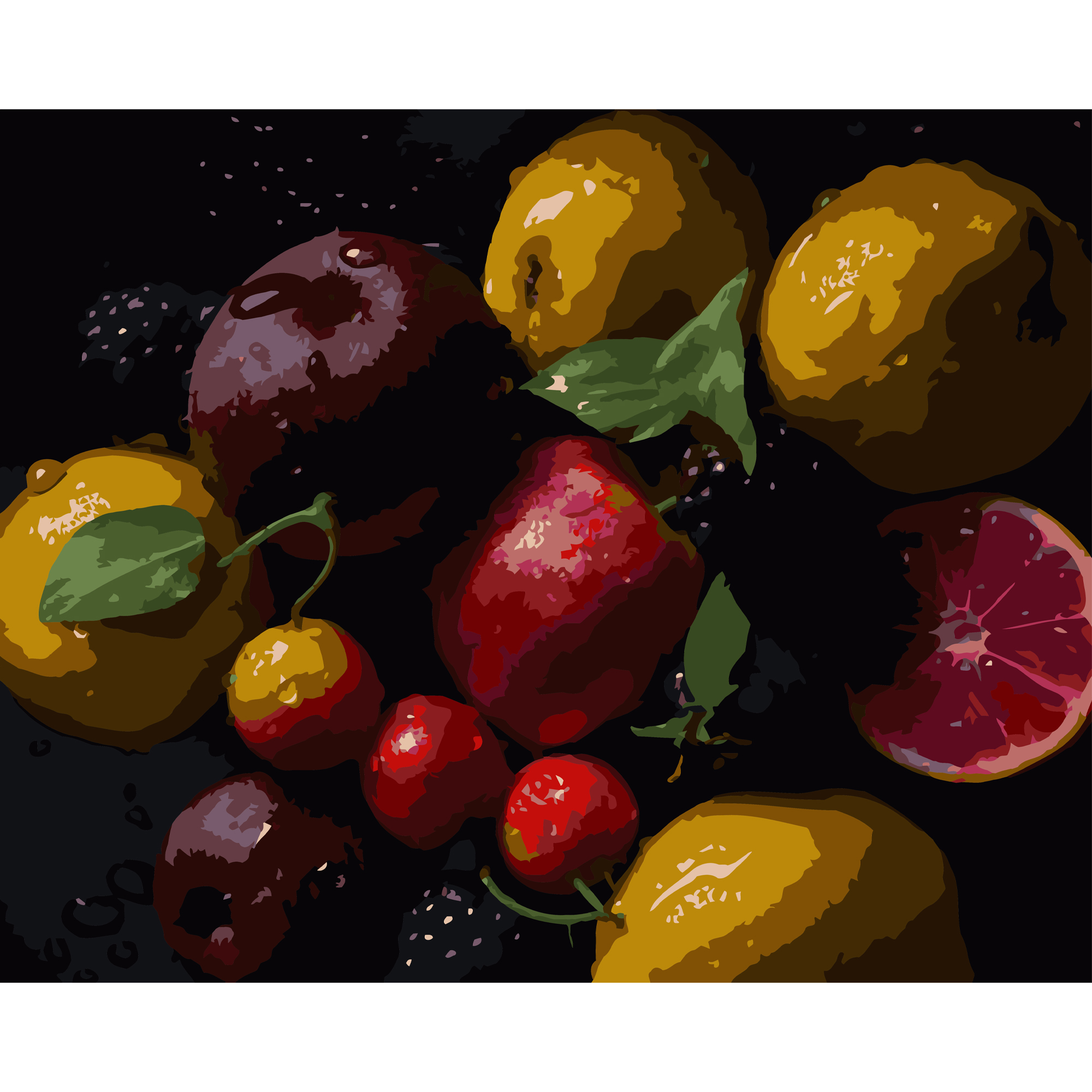 Фрукты на черном фоне на черном фоне 40Х50 (AH1246)