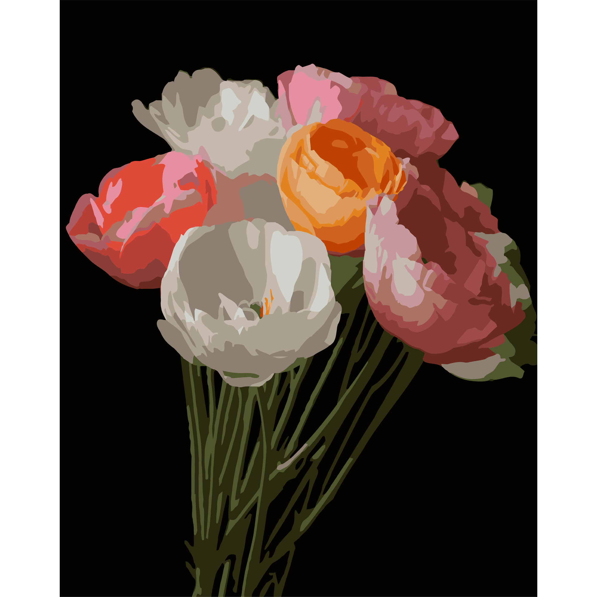 Spring bouquet on a black background 40Х50 (AH1251)