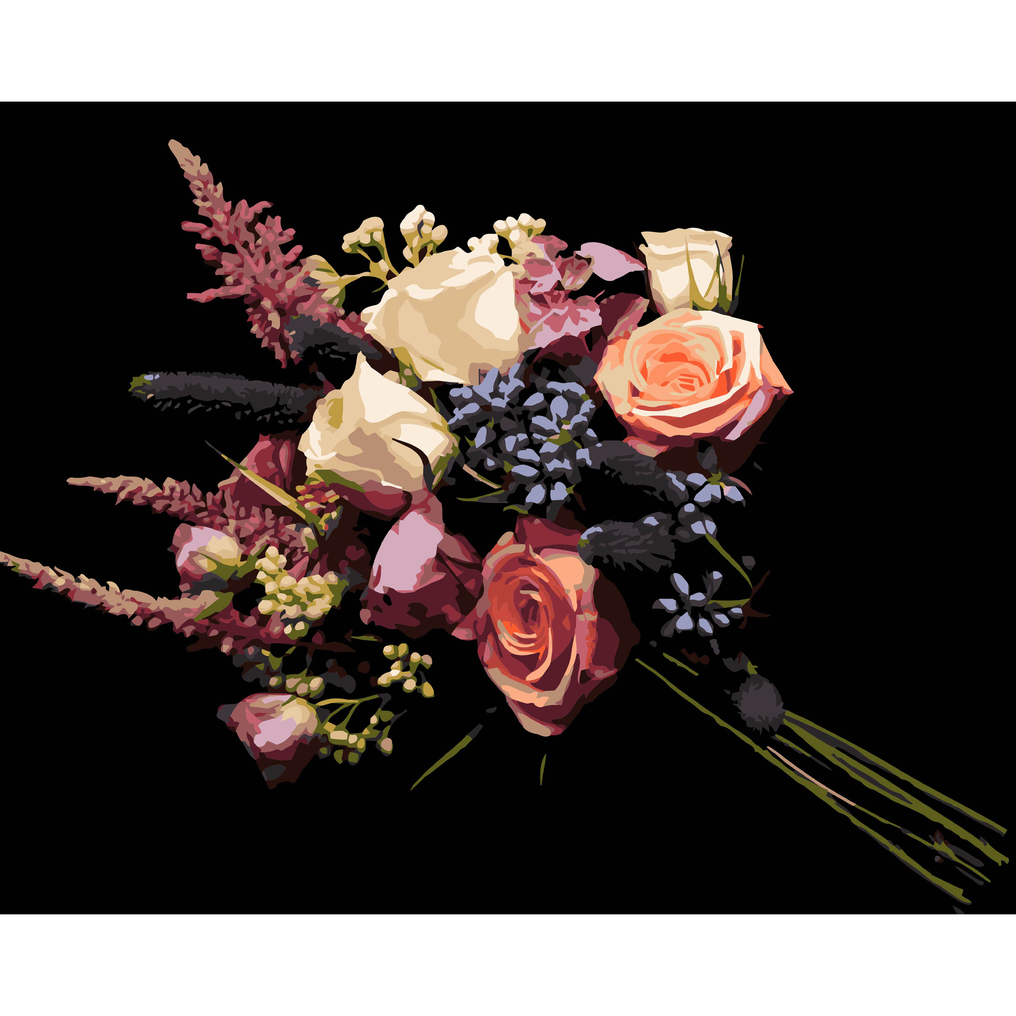 Holiday bouquet on a black background 40Х50 (AH1255)