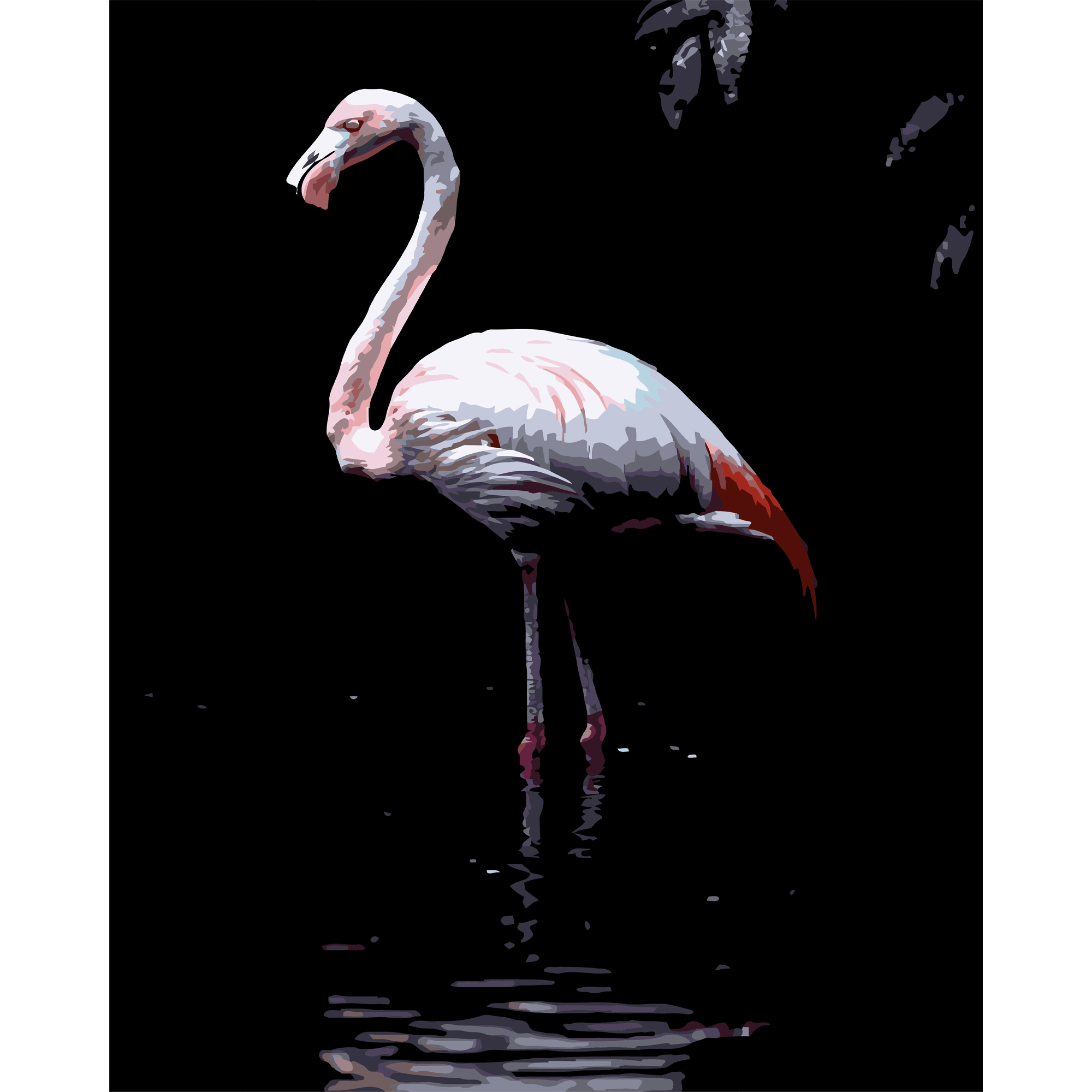 Flamingo in water on a black background 40Х50 (AH1268)