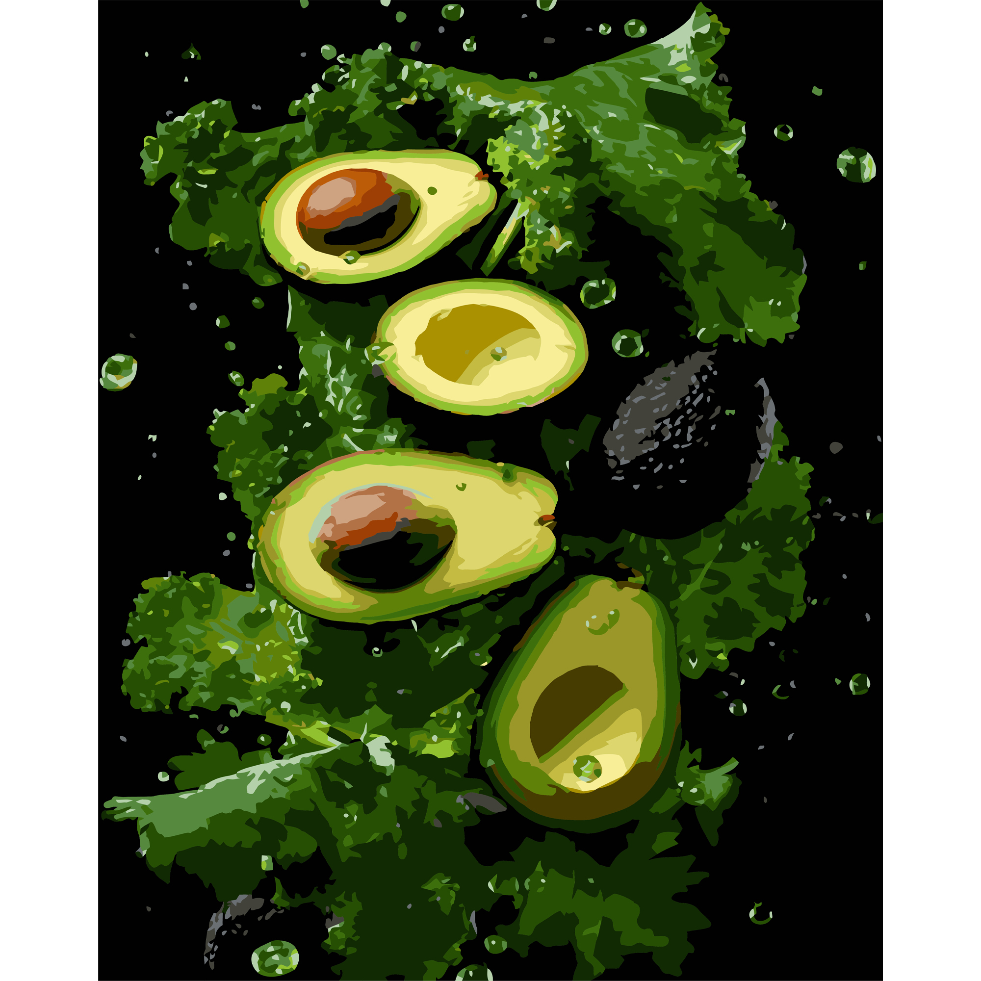Зеленый вкус авокадо на черном фоне 40Х50 (AH1271)