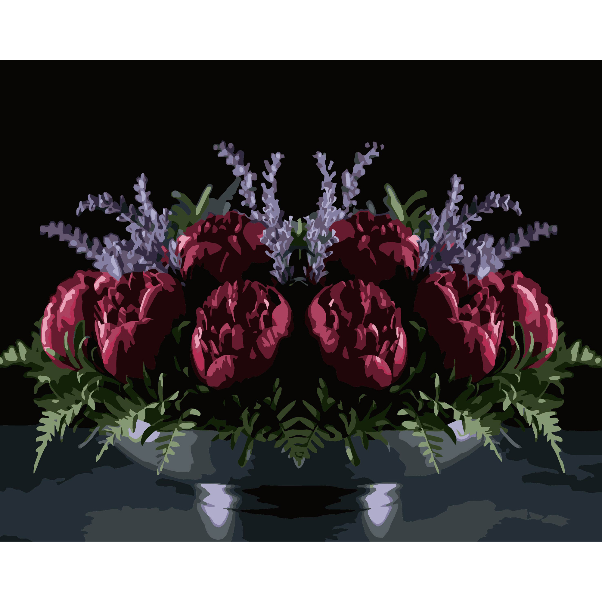 Malen nach Zahlen Strateg Rote Pfingstrosen auf schwarzem Hintergrund 40Х50 (AH1280)