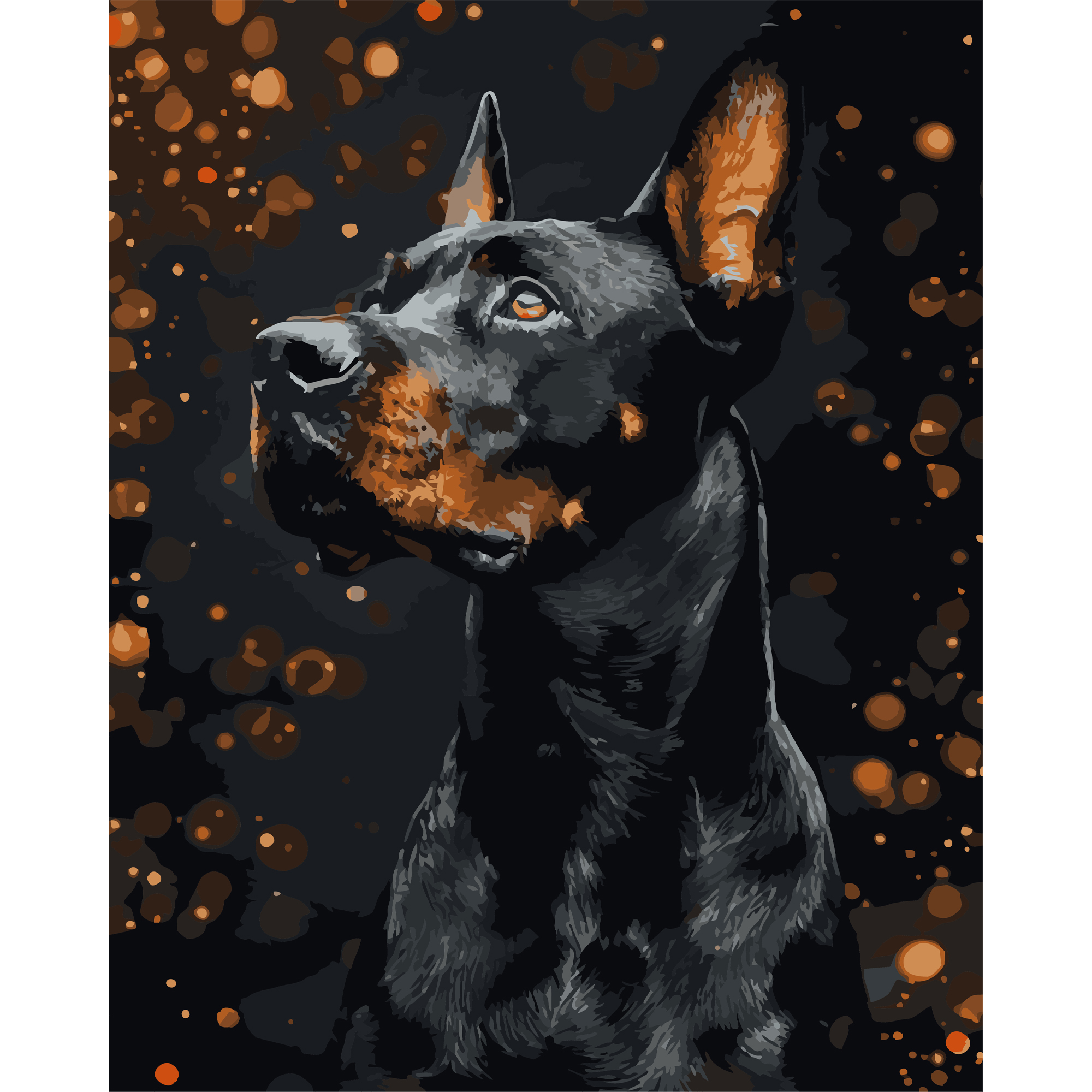 Doberman on a black background 40Х50 (AH1286)