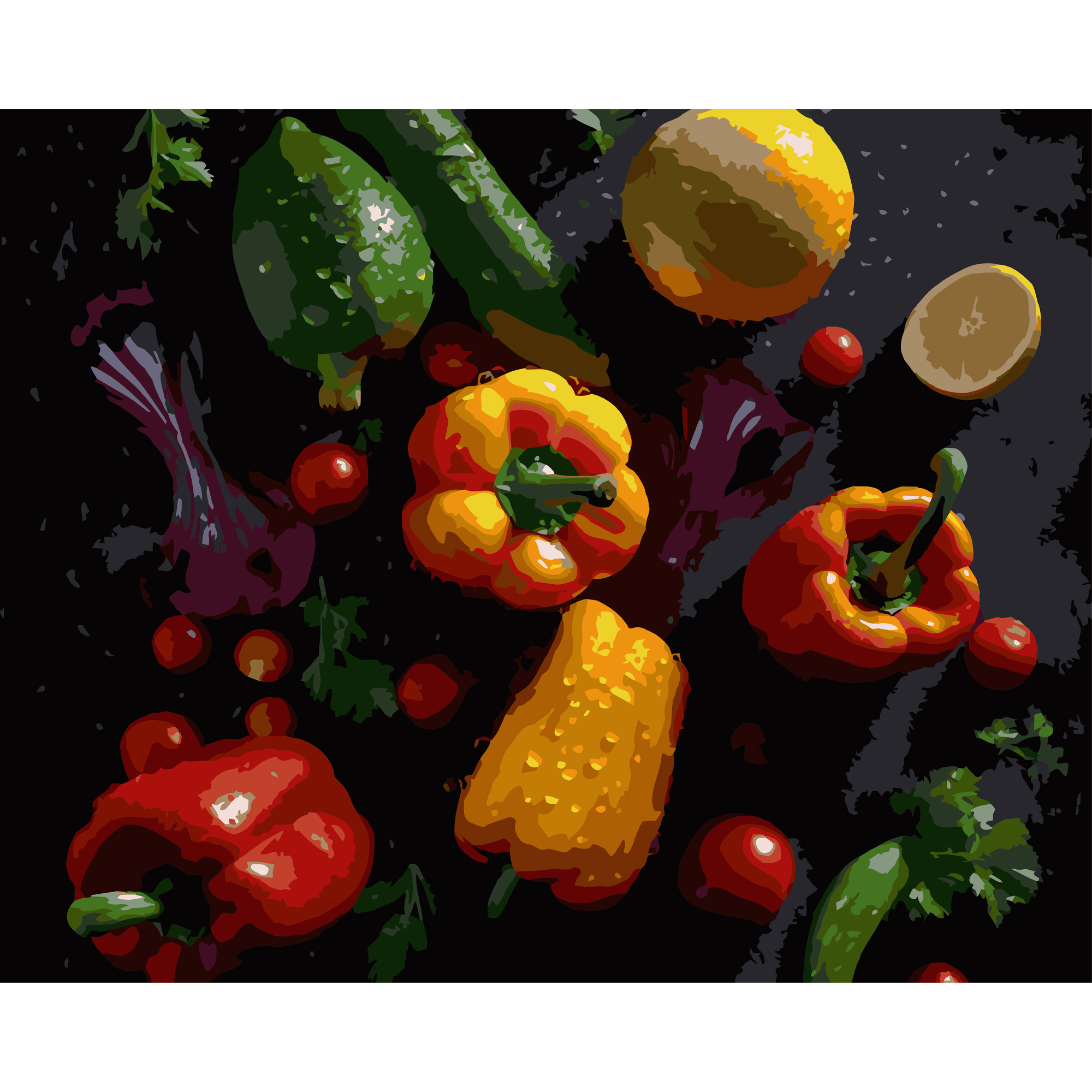Яркие овощи на черном фоне 40Х50 (AH1289)