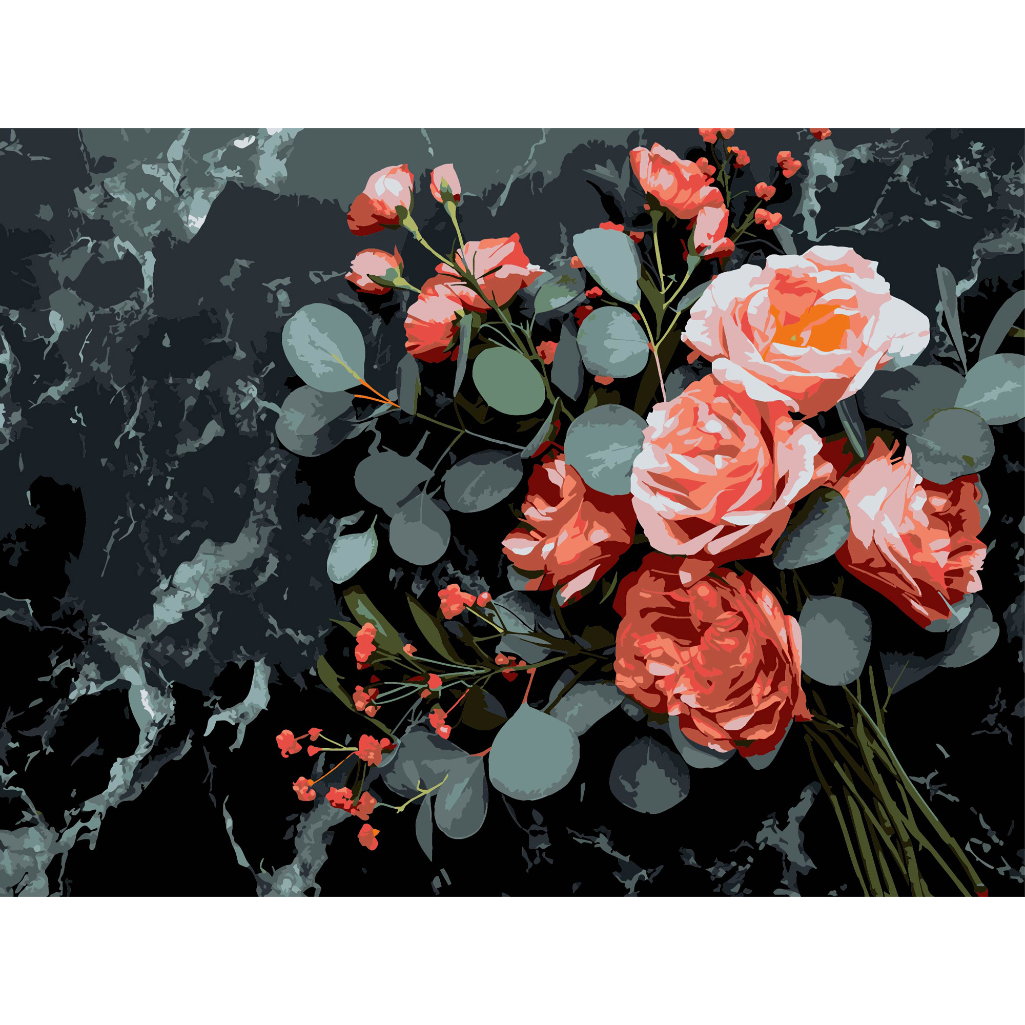Цветочный букет на черном фоне 30Х40 (FH-31)