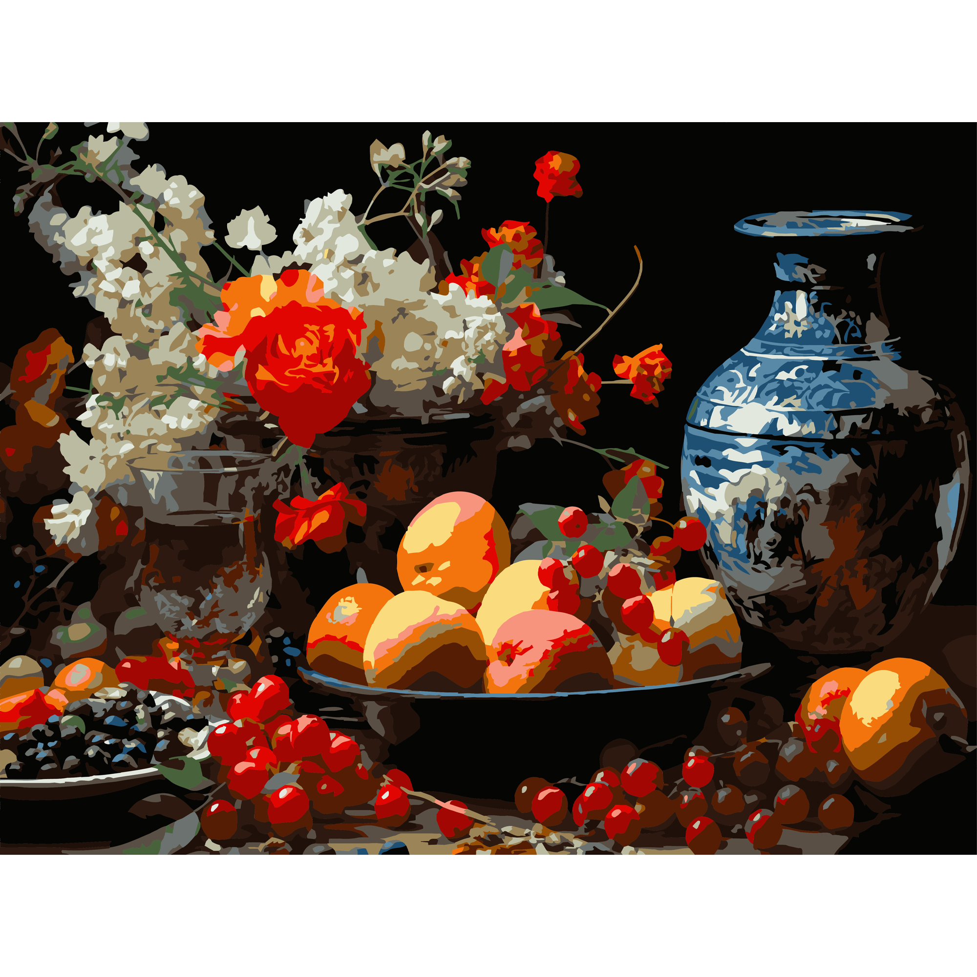 Fruit abundance on a black background 30Х40 (FH-37)