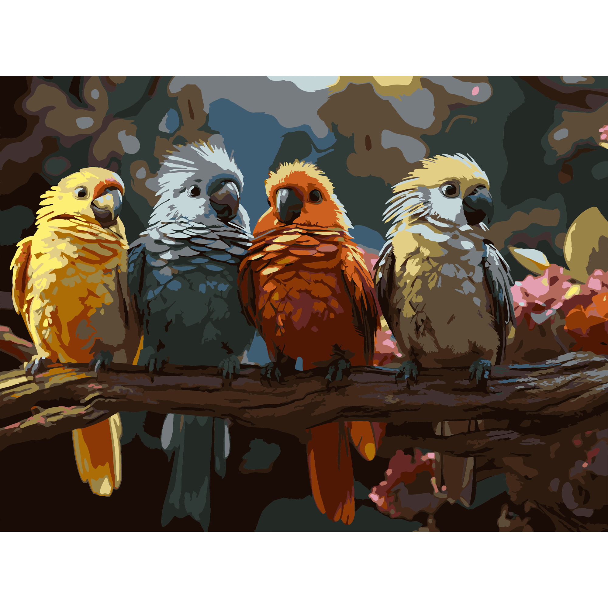 Malen nach Zahlen Strateg Vögel auf Ästen 30Х40 (SS-1305)