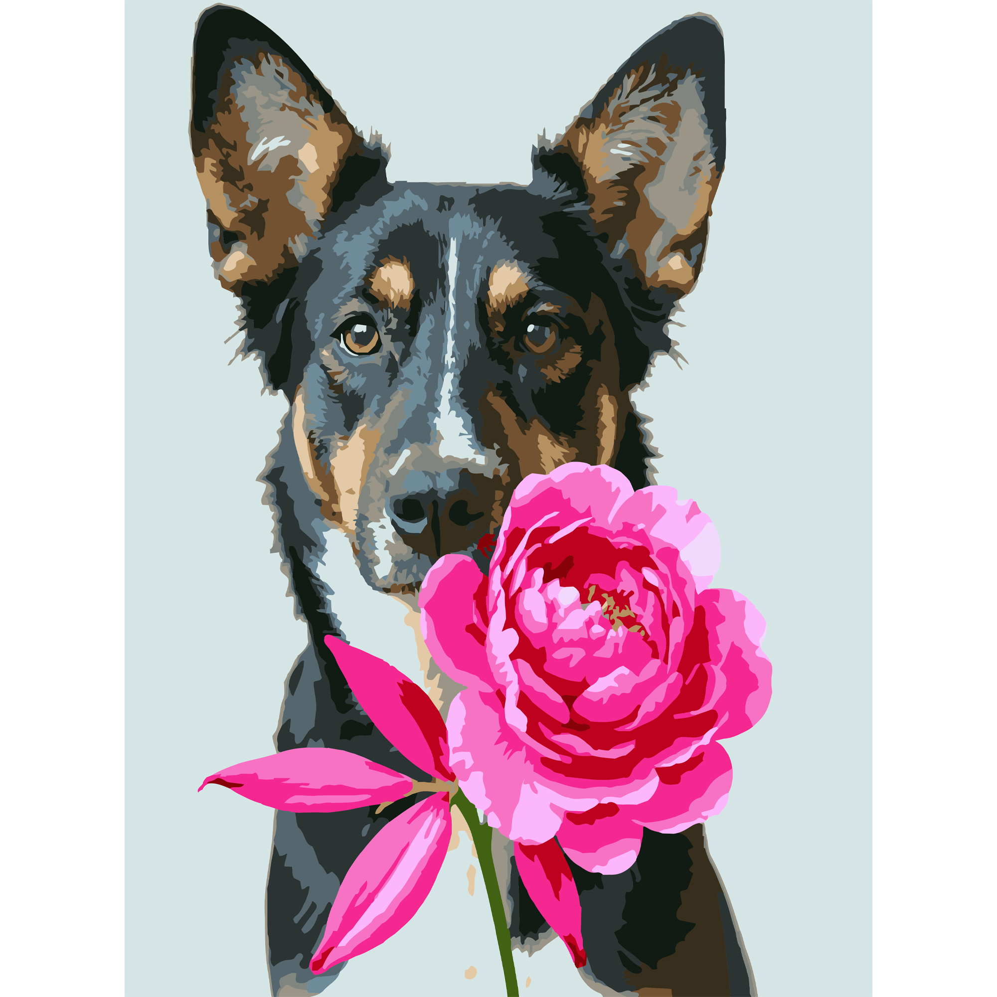 Пес з півонією 30Х40 (SS-1310)