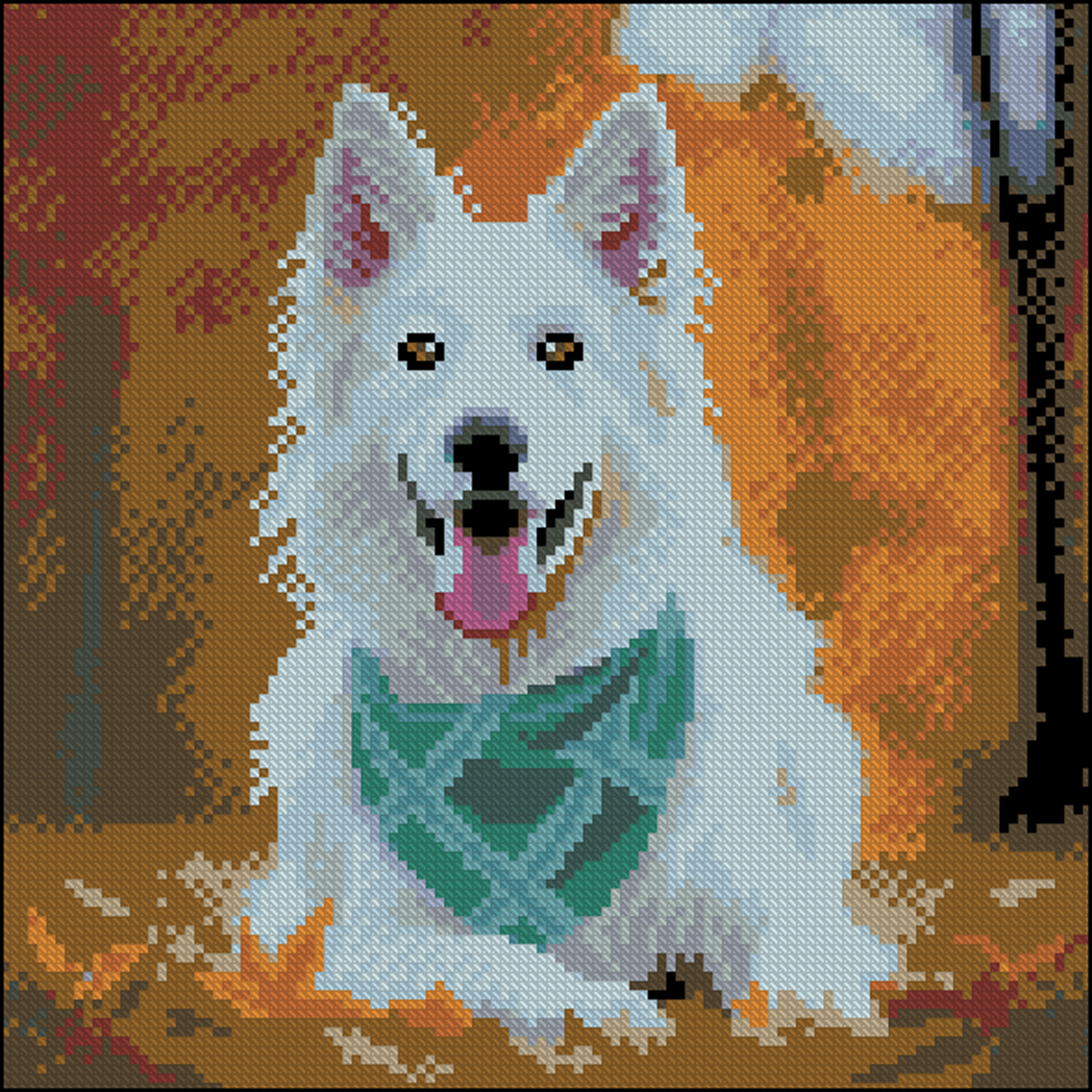 Diamond painting Strateg Dog with a scarf 