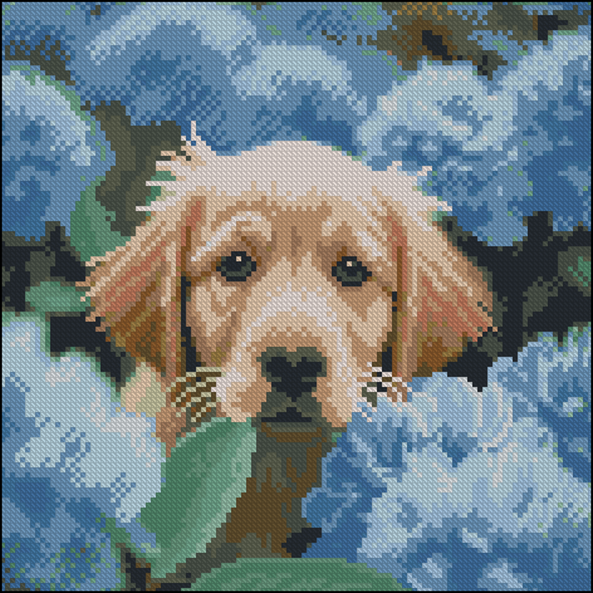 Diamond painting Strateg Puppy in sunflowers 