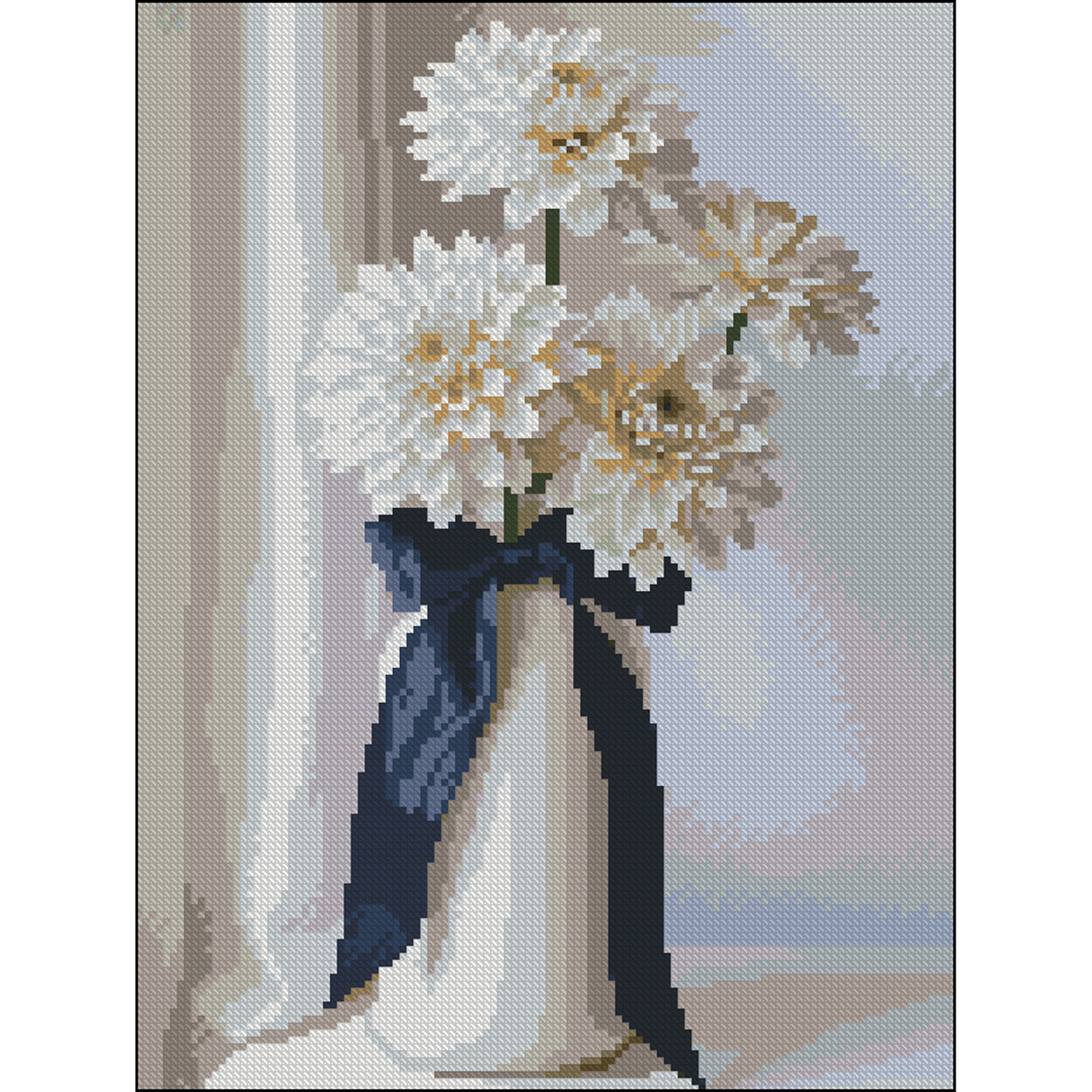 Алмазна картина Strateg Білі жоржини 