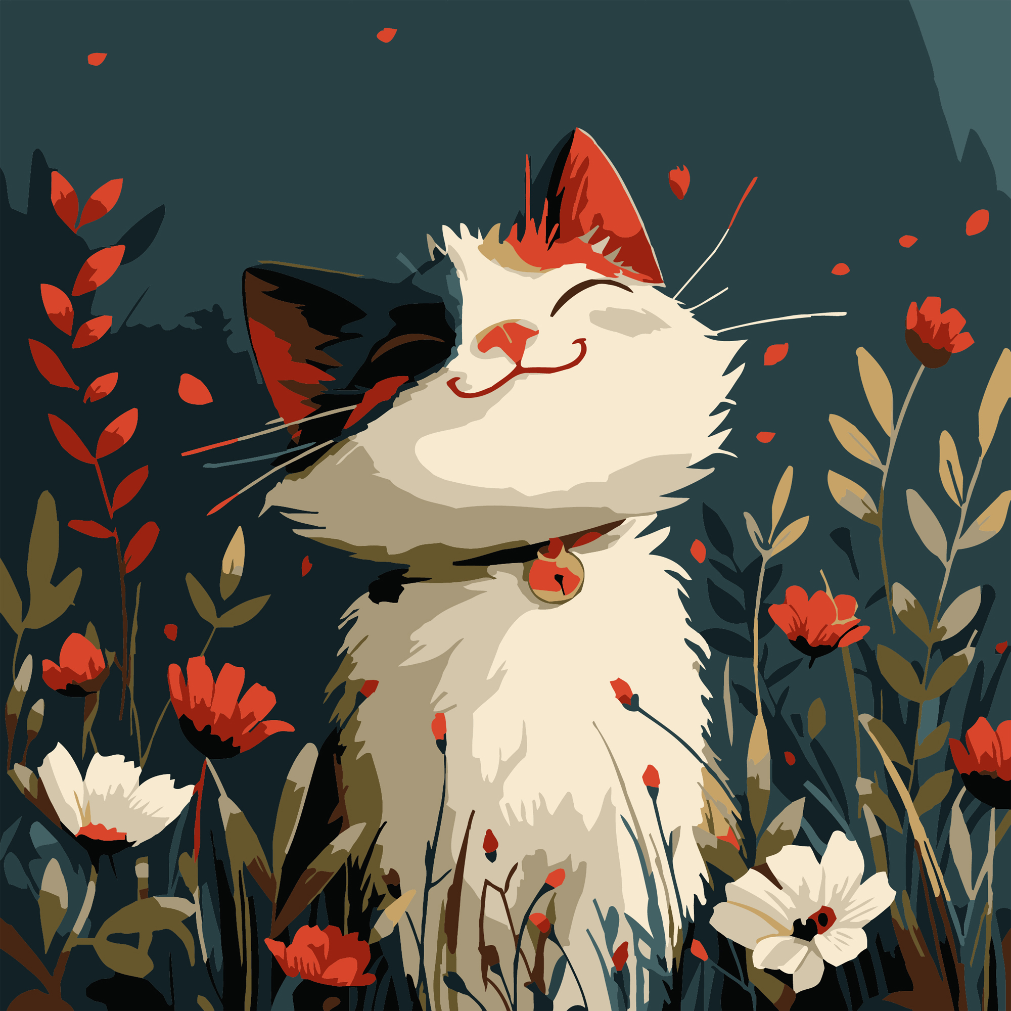 Лисенок среди цветов 