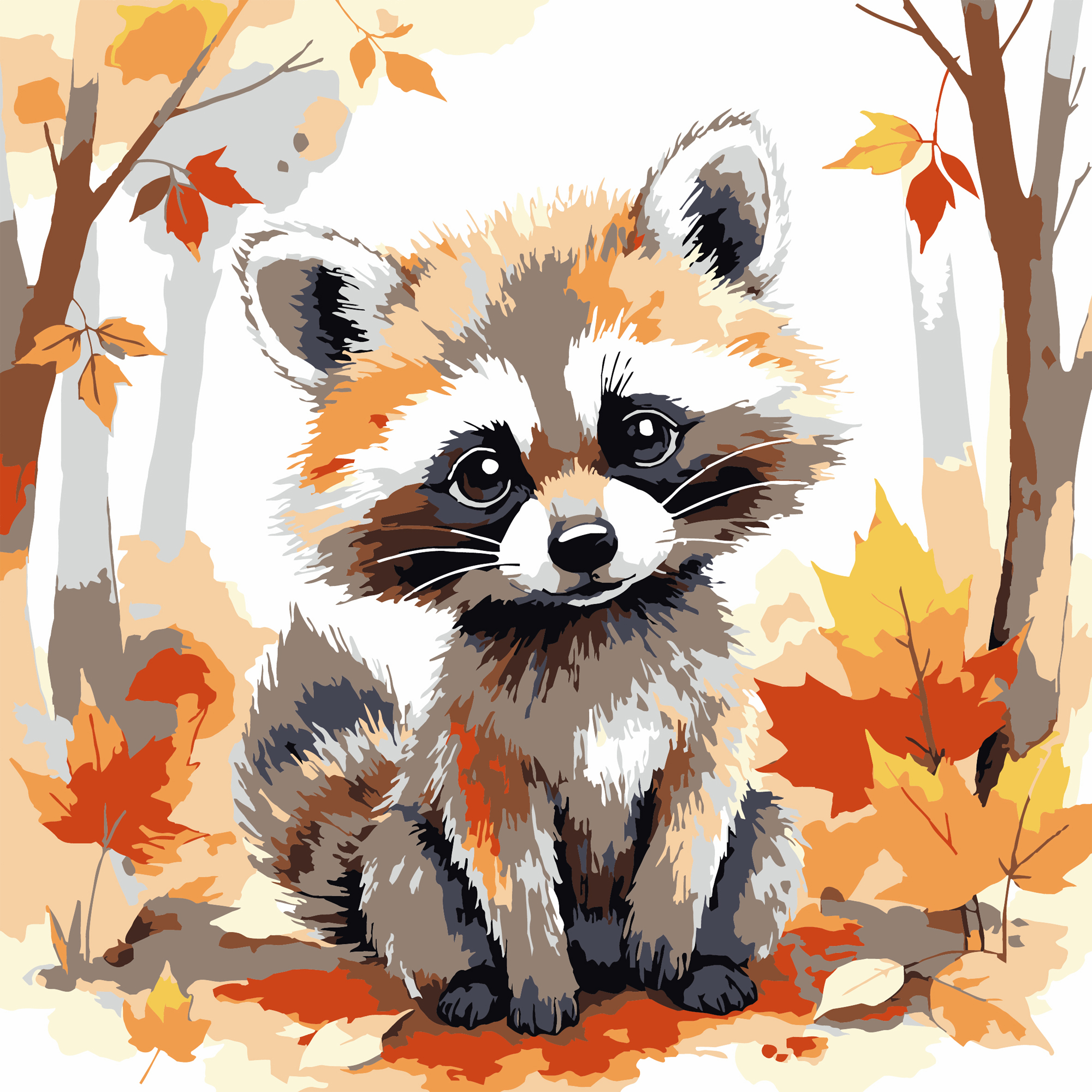 Єнот в осінньому лісі 