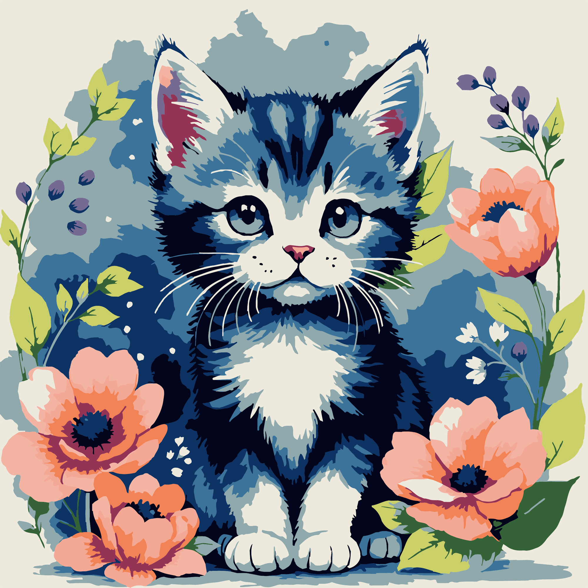 Cat among flowers 
