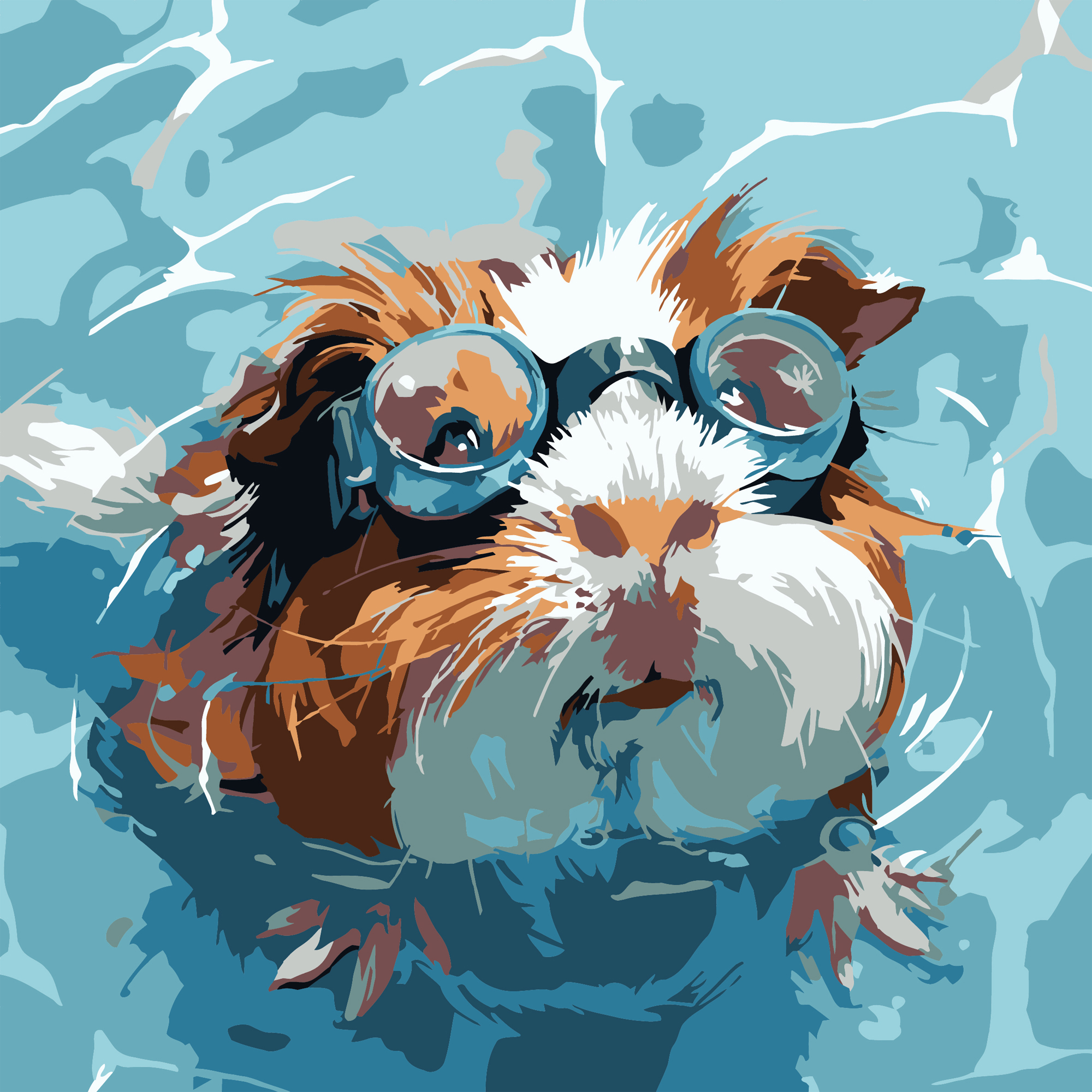 Malen nach Zahlen Strategie Meerschweinchen im Wasser 