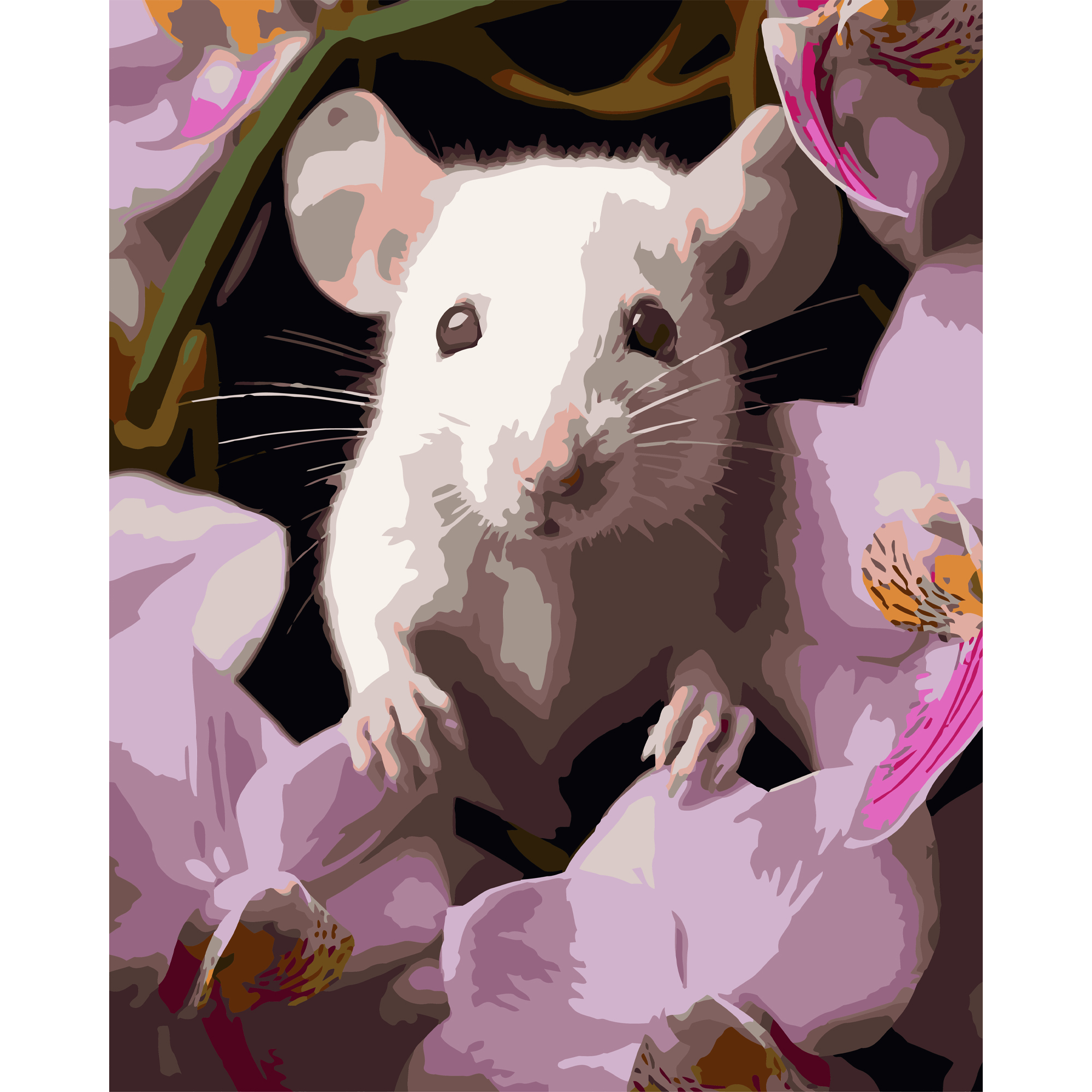 Mouse in the garden 40X50 (VG036)