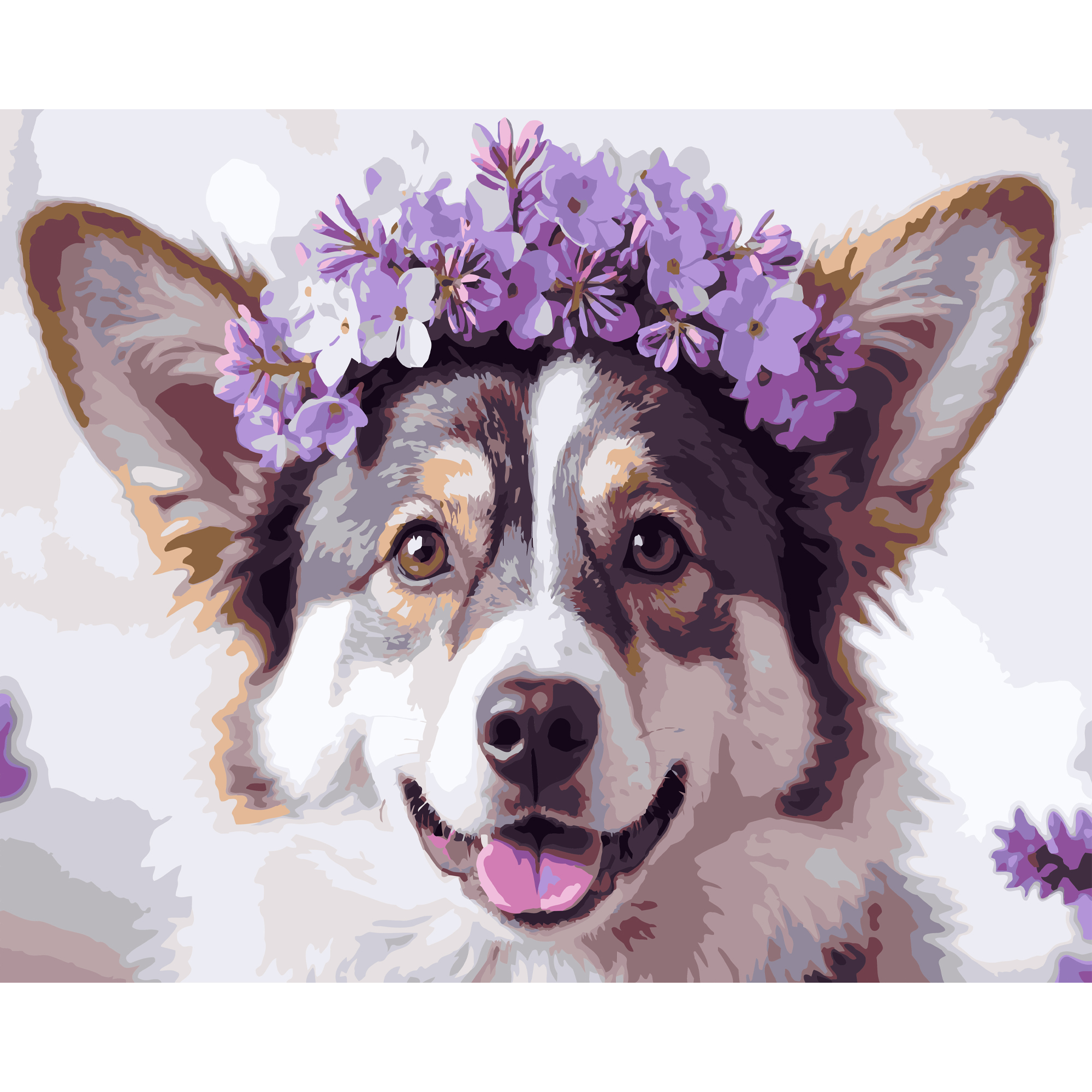 Dog with flowers 40X50 (VG045)