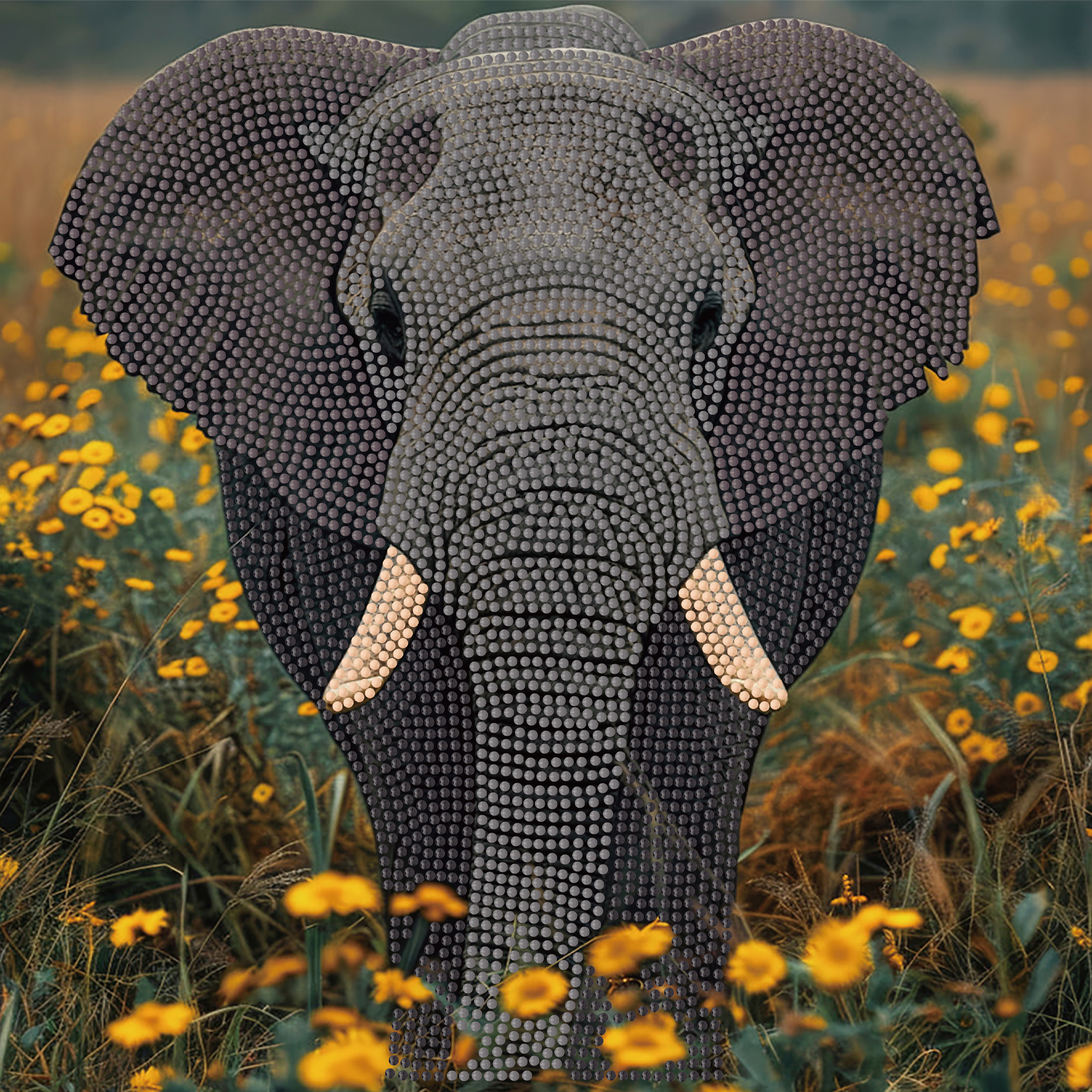 Алмазная картина Strateg Слон в саване 