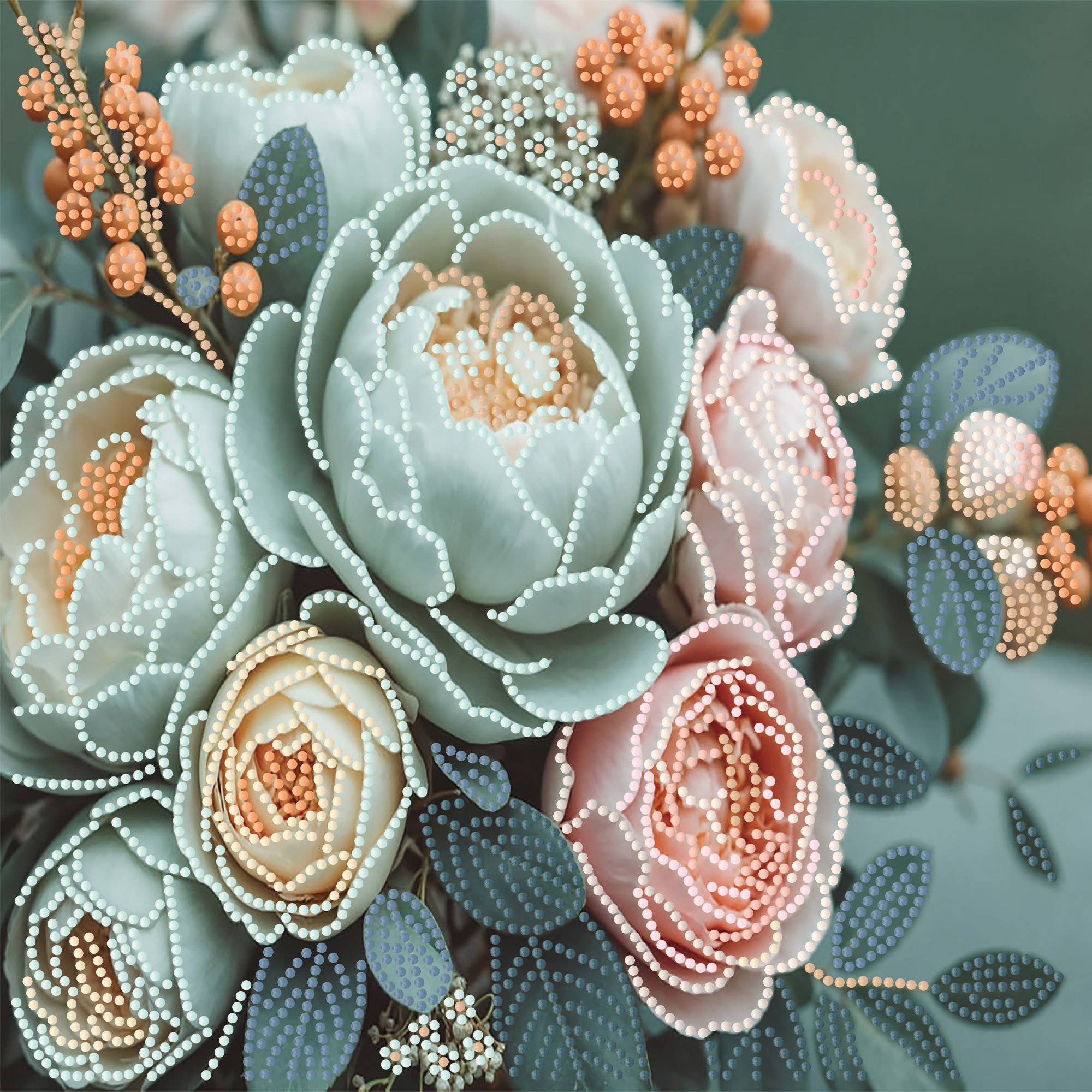 Алмазна картина Strateg Ніжні піони 