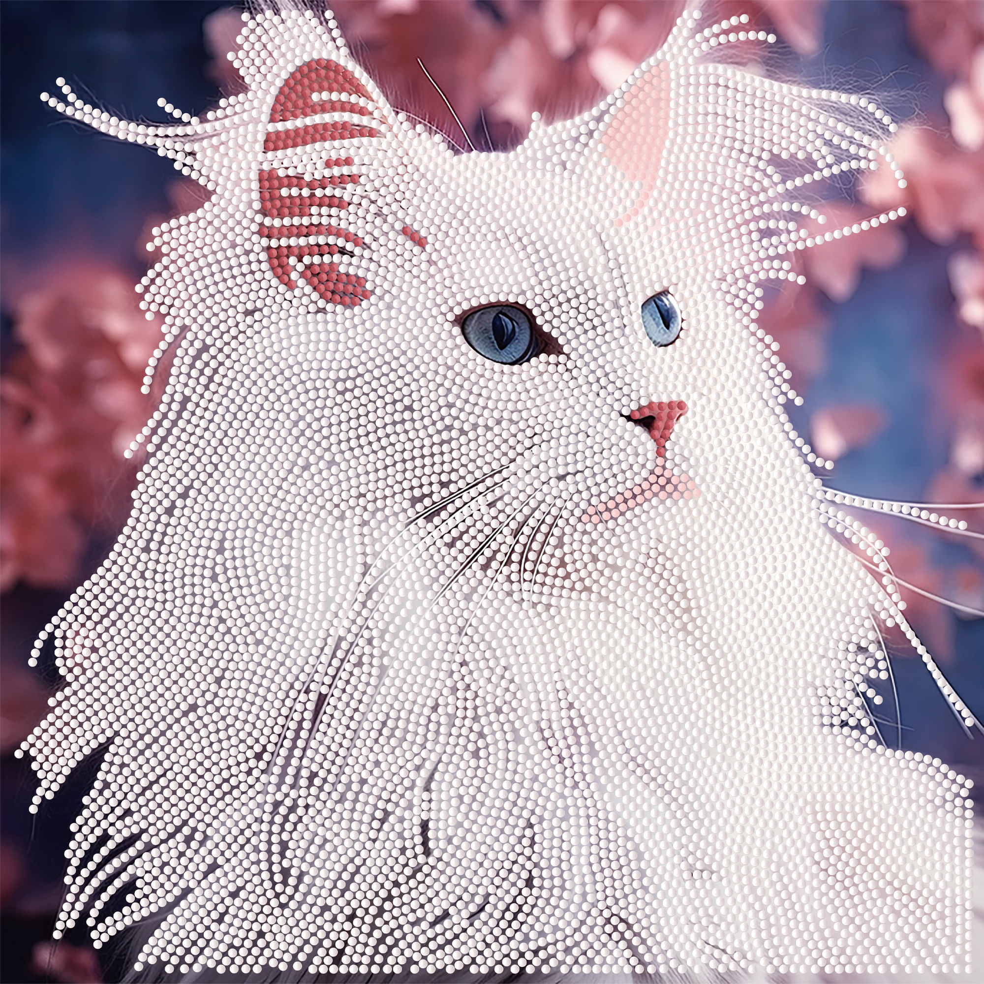 Алмазная картина Strateg Белая кошка 