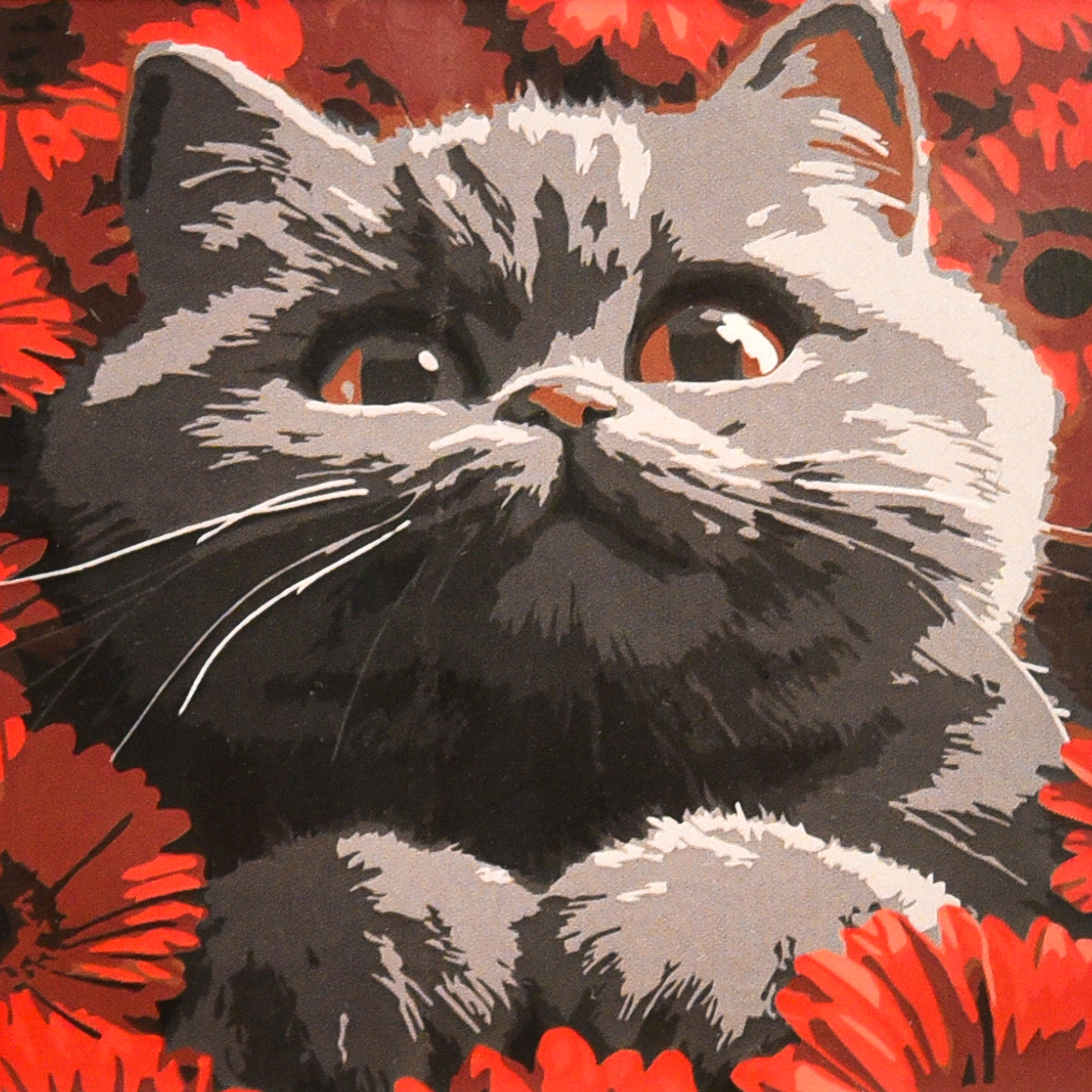 Кіт у червоних квітах (HH8043)