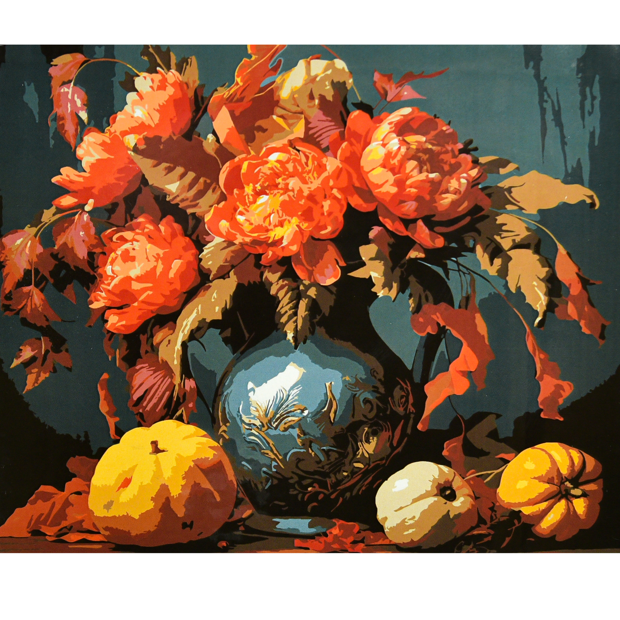 Malen nach Zahlen Strategie Flammenblume auf schwarzem Hintergrund, 