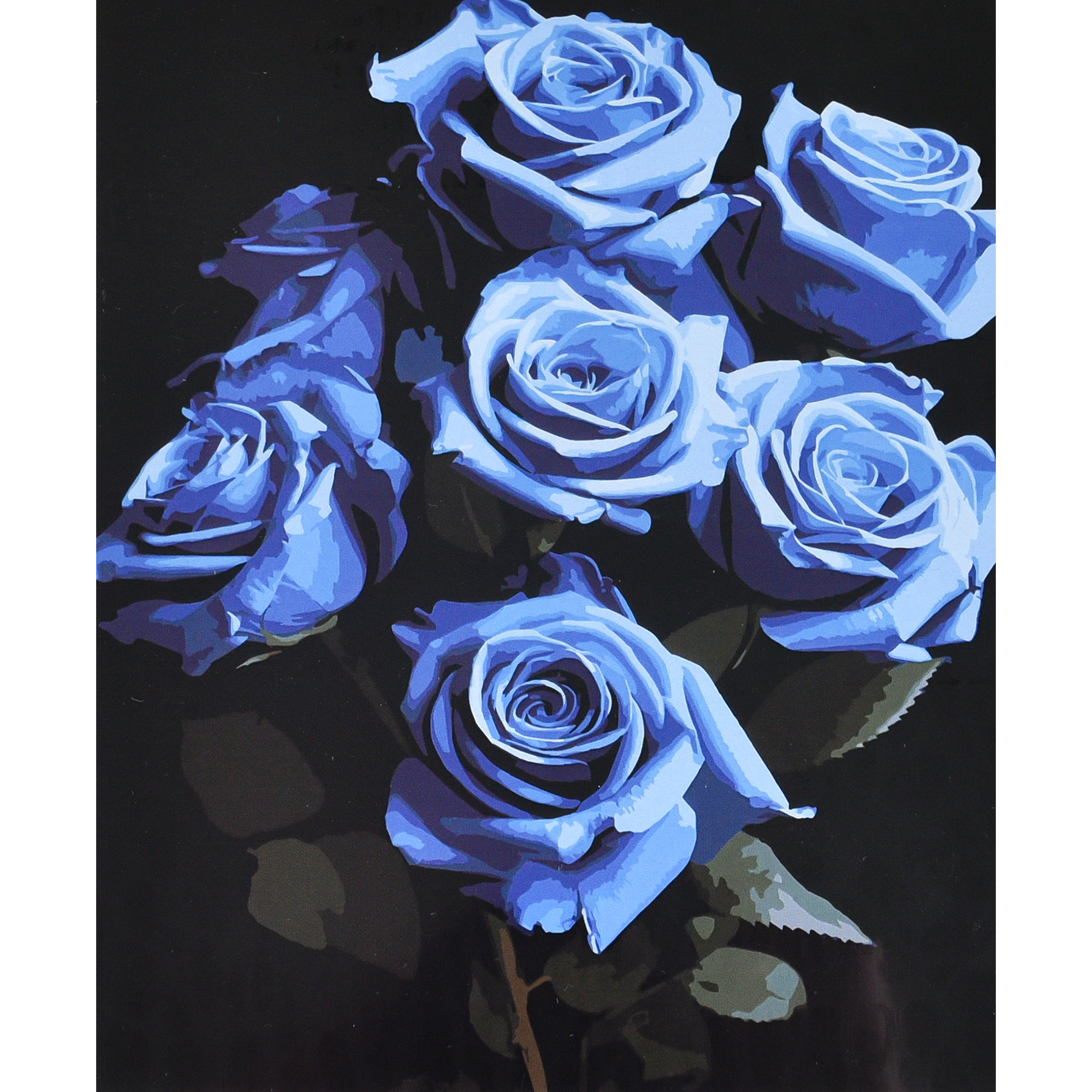 Mysterious blue roses on a black background 