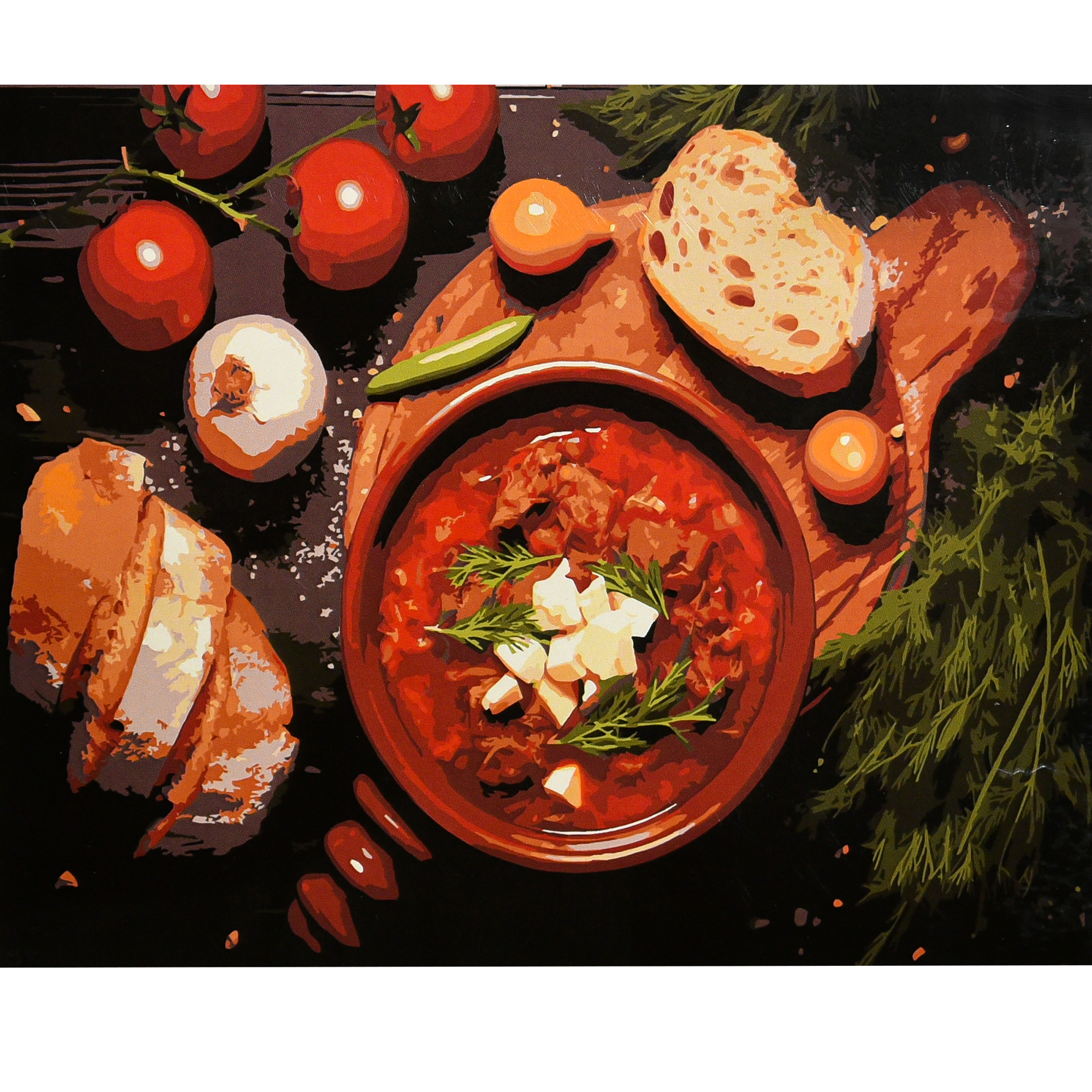 Домашний борщ на черном фоне 