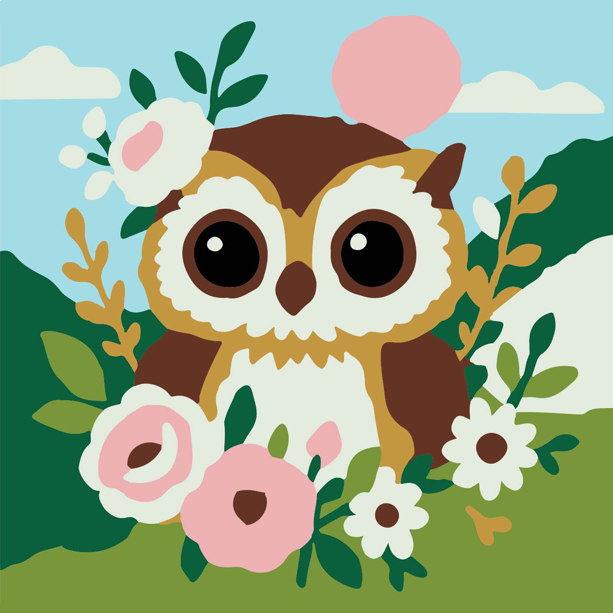 Teppichstickerei-Set Flower Owl 25x25 (CCX2525-4)