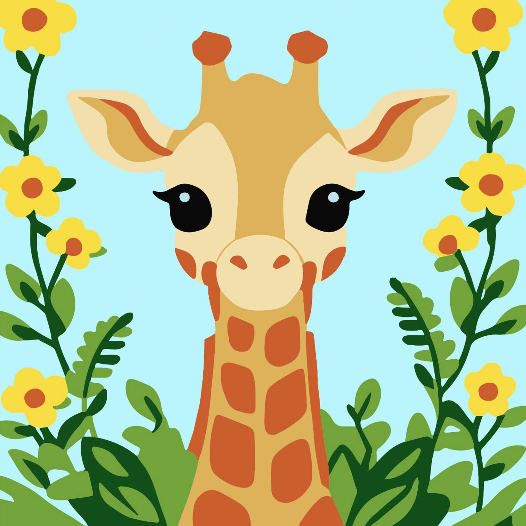 Teppichstickerei-Set Giraffe in Blumen 25x25 (CCX2525-9)