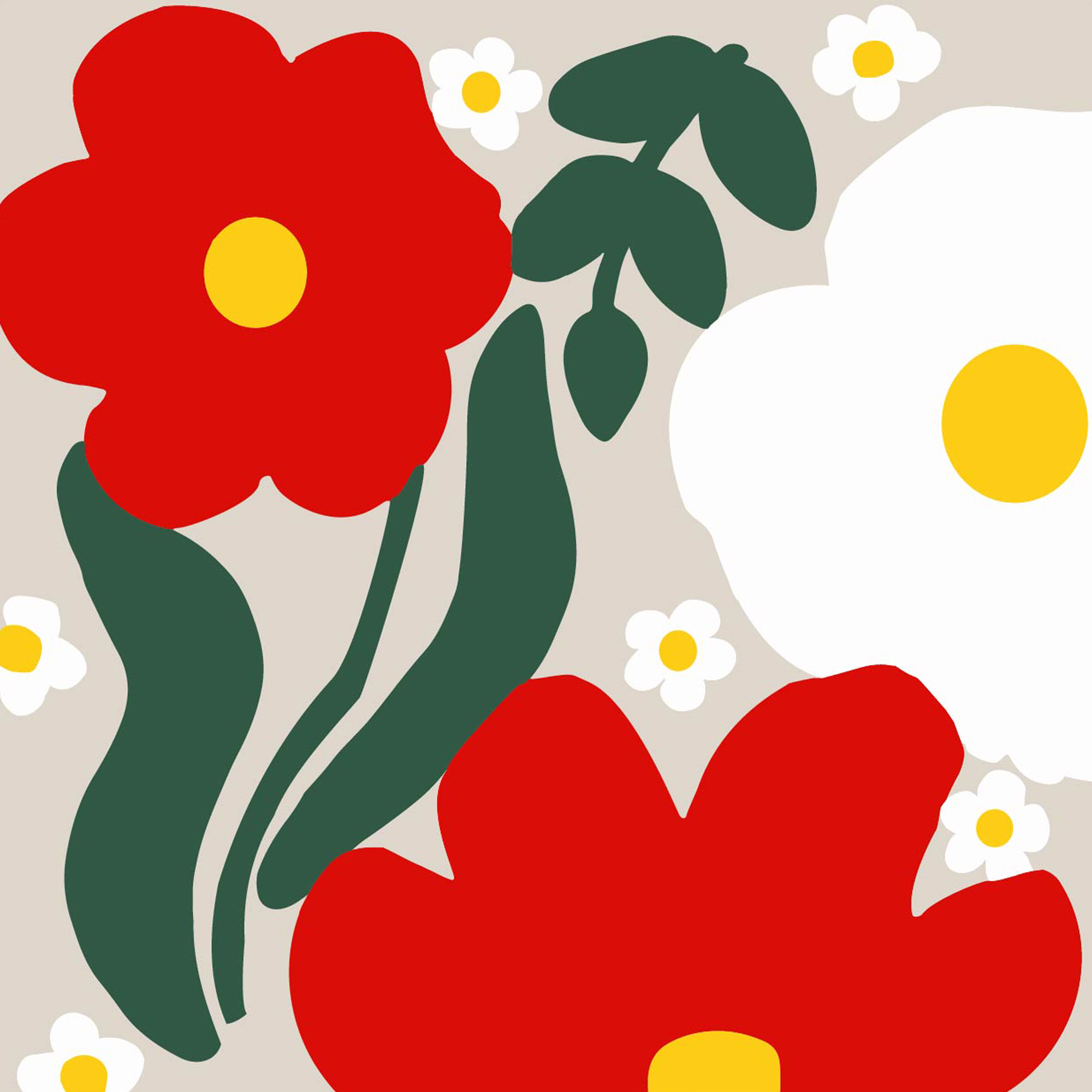 Teppichstickerei-Set Mohnblumen und Kamille 25x25 (CCX2525-18)