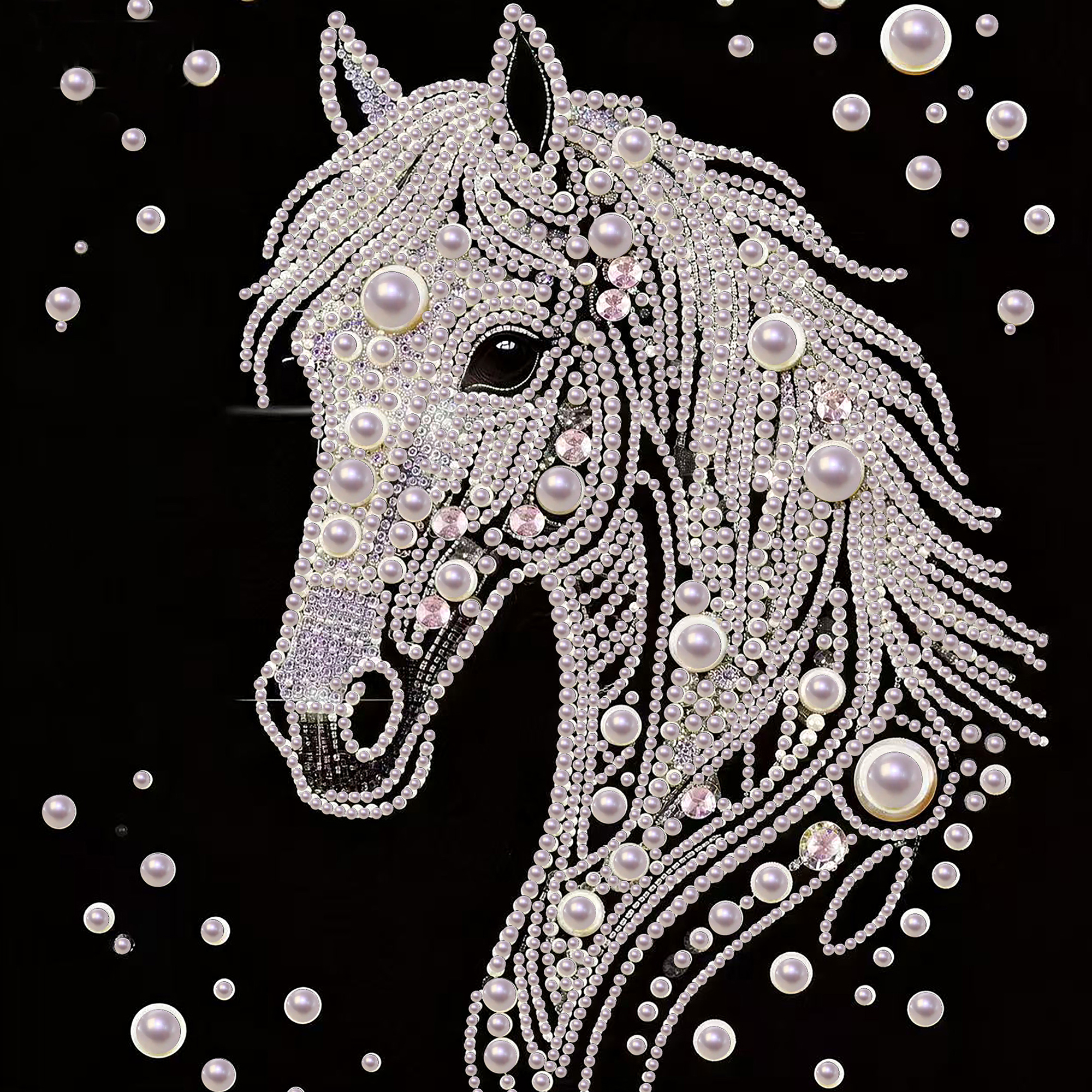 Malerei mit Perlen Silver Mane 20x20 (ZZH2020-6)